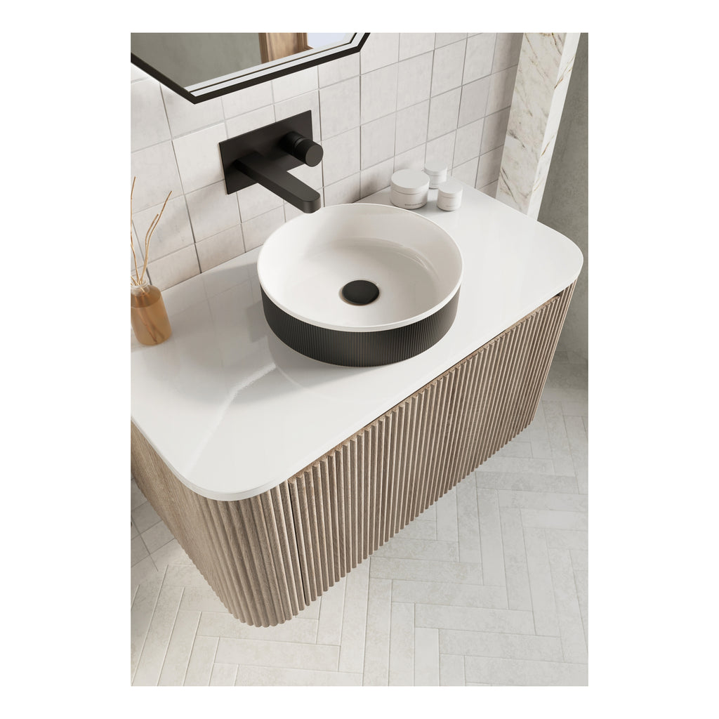 Scudo Koko Black Fluted Countertop Basin - lifestyle