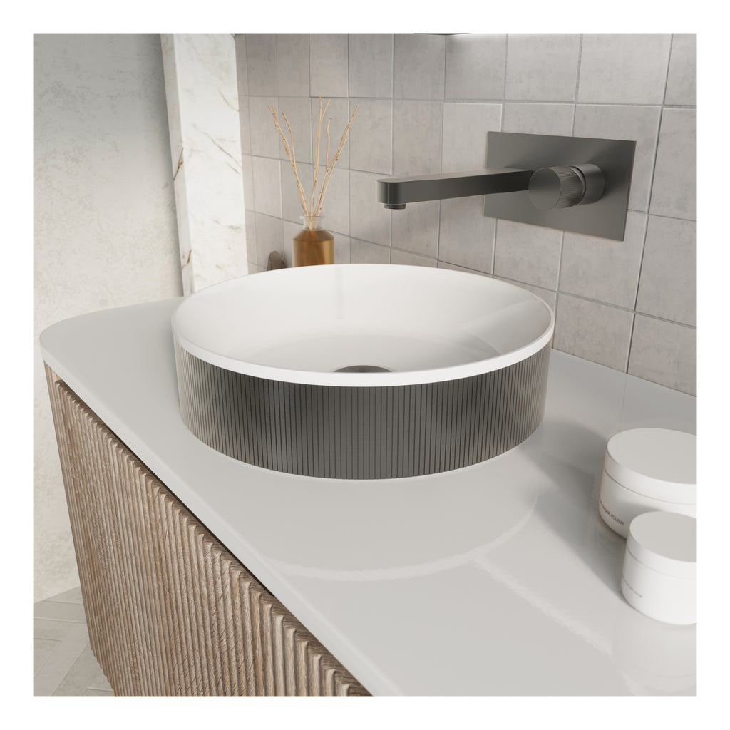 Scudo Koko Gunmetal Fluted Countertop Basin - lifestyle