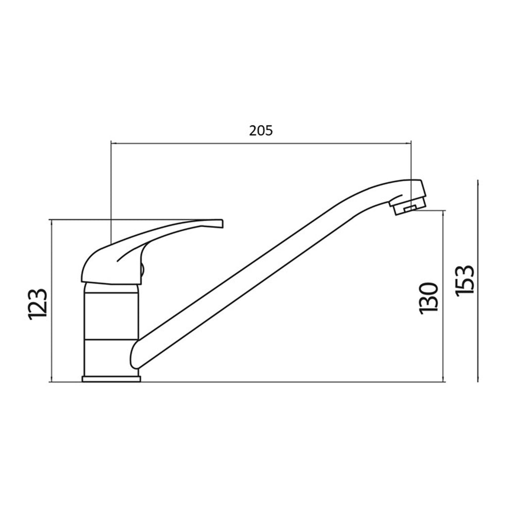 Scudo Aruba Kitchen Tap - technical drawing with dimensions