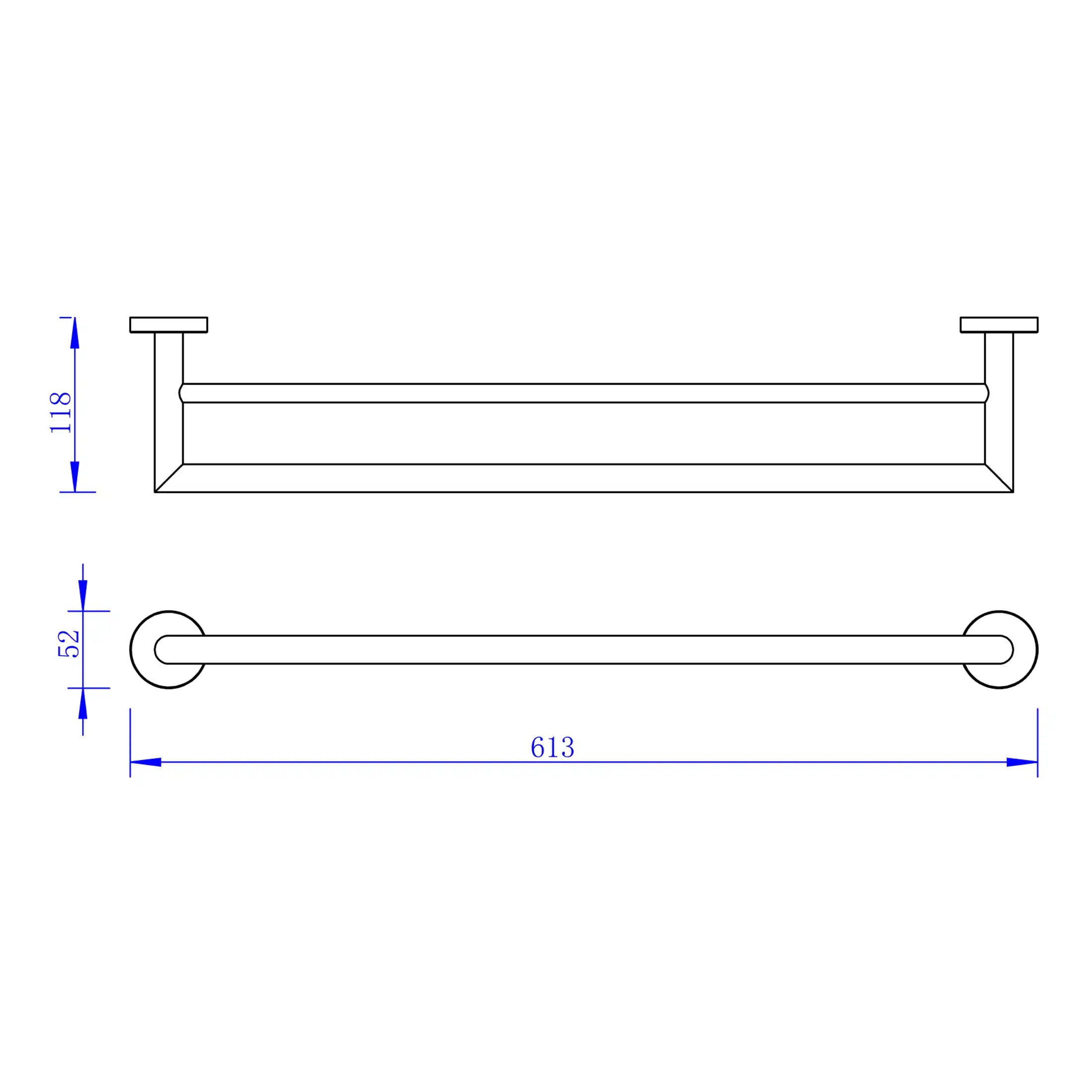 Aluminium grab rail for bathroom safety and support, designed for wheelchair accessibility with durable construction and secure mounting.