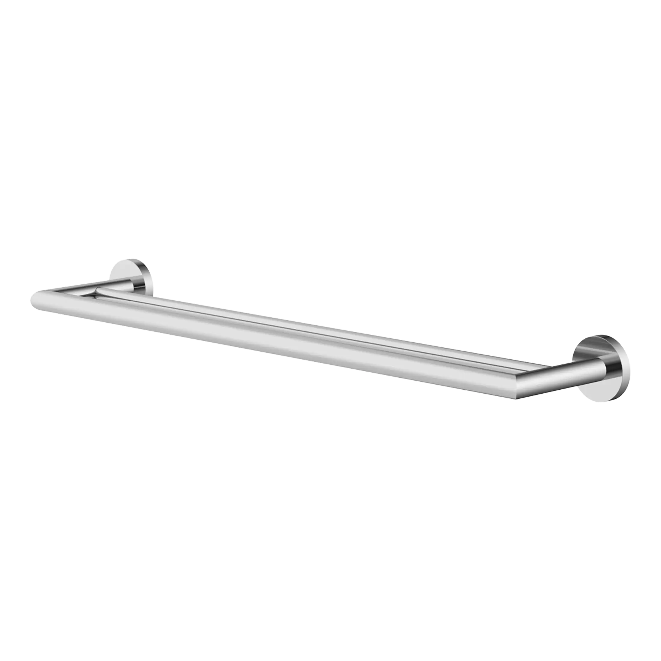 Chrome towel rail for modern bathrooms, made from stainless steel with a sleek, minimalist design, ideal for towel storage and bathroom decor.