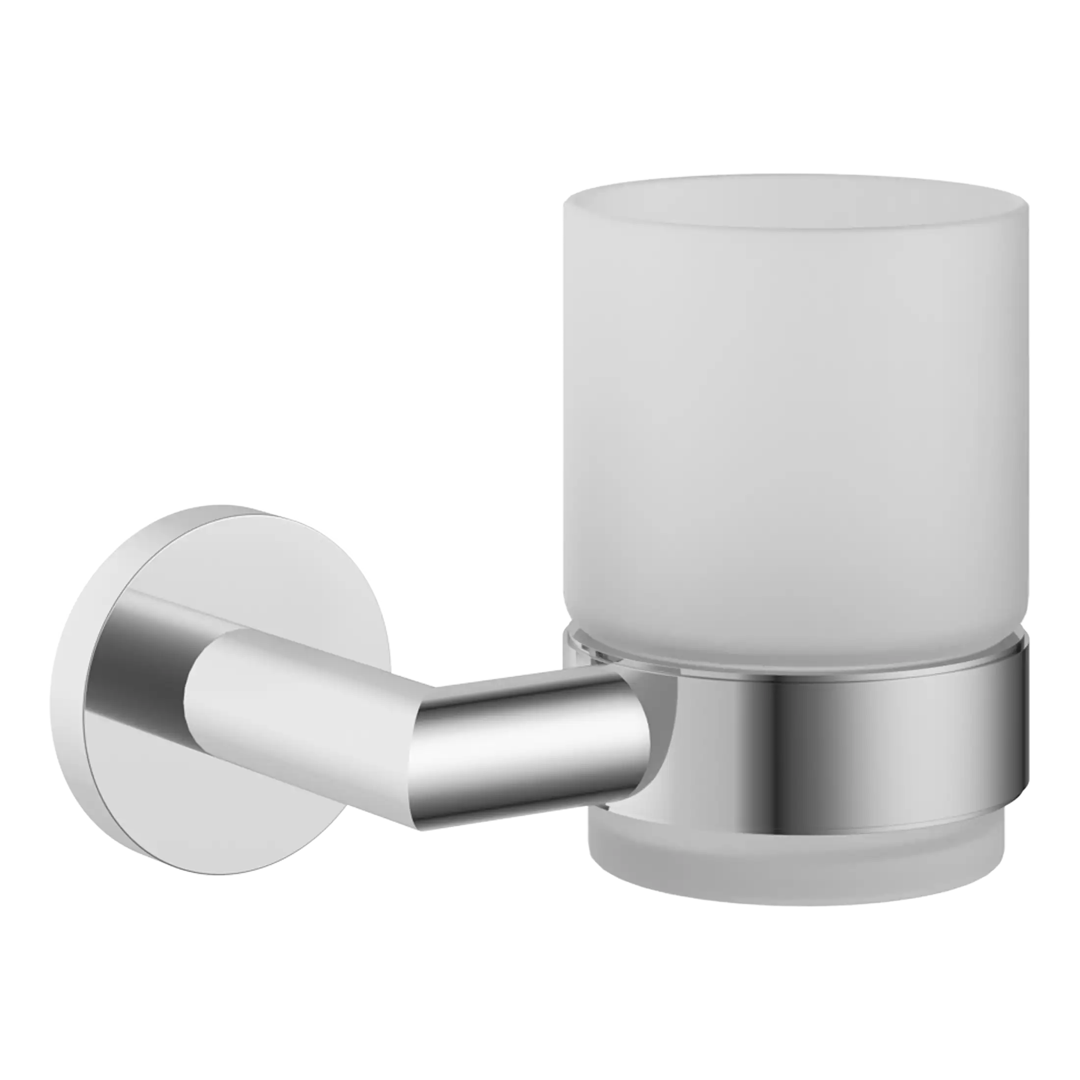 Sleek modern white ceramic bathroom tumbler holder with chrome wall mount for bathroom accessories, perfect for organising toiletries and adding contemporary style to your bathroom decor.
