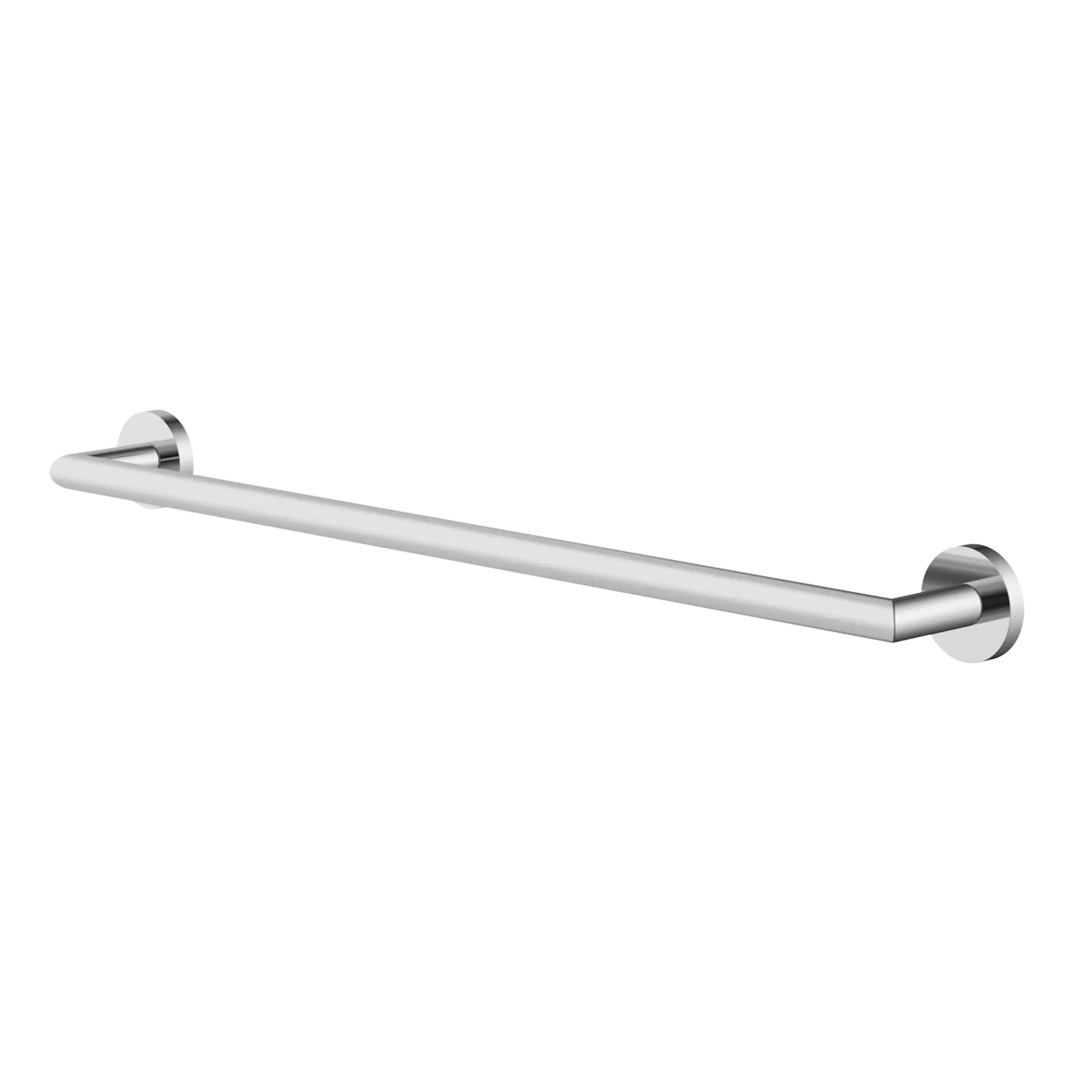 Polished stainless steel bathroom grab bar for safety in showers and bathrooms, providing support and stability. Durable, corrosion-resistant design ideal for elderly and disabled accessible bathrooms.