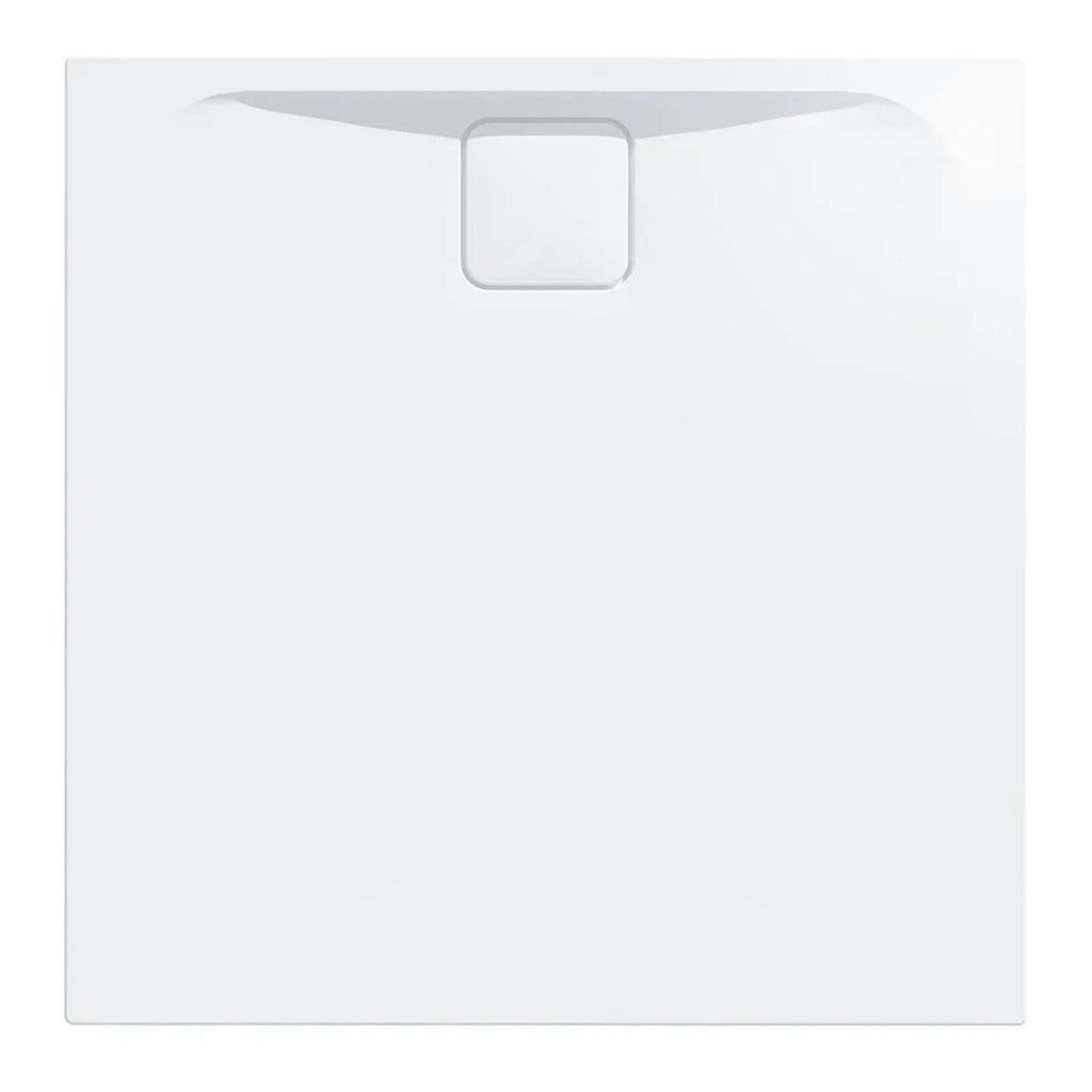 Smooth white bathroom sink with modern design, featuring a sleek square tap and minimalist aesthetic, perfect for contemporary bathroom renovations.