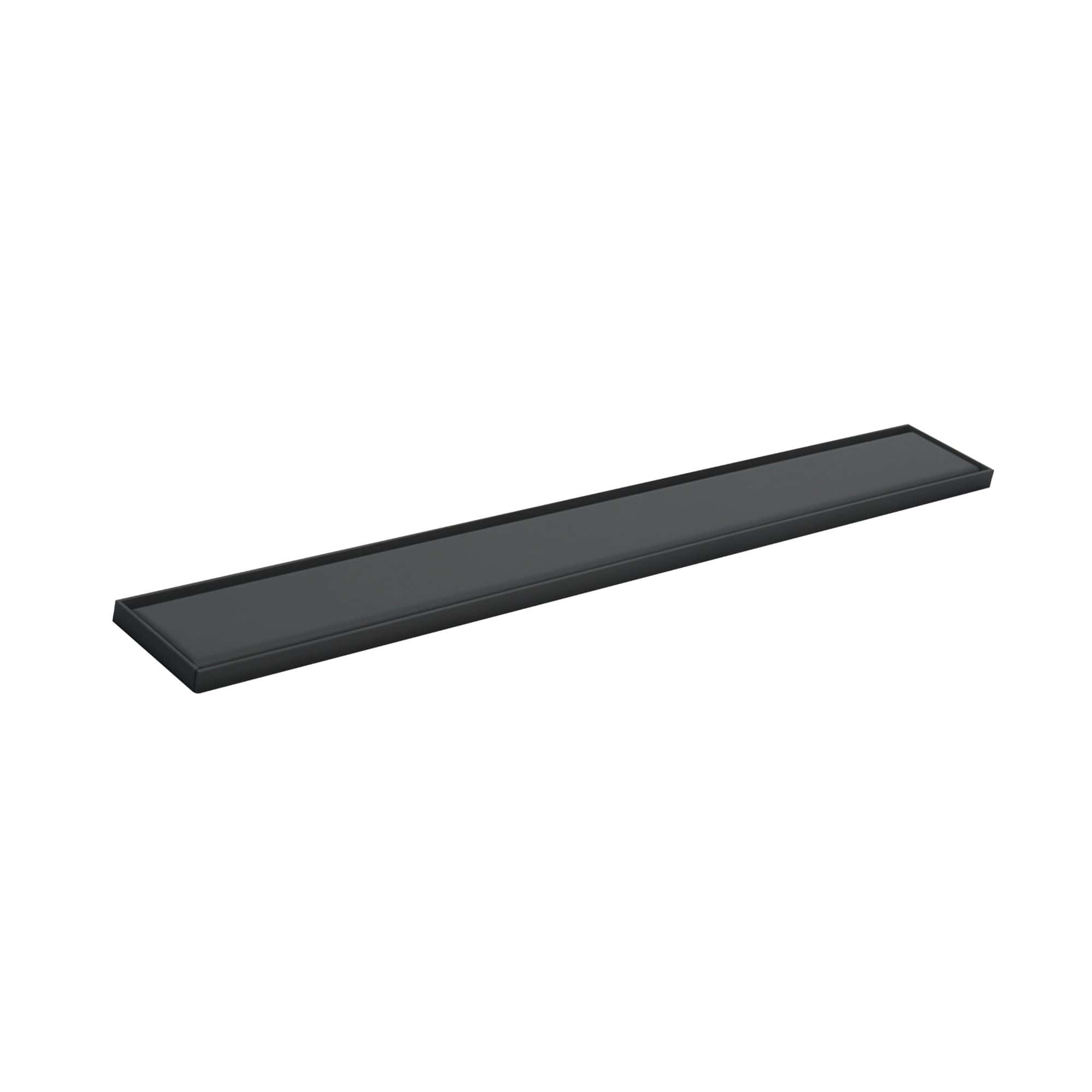 Sleek black bathroom soap dish, modern minimalist design for Bubly Bathrooms, durable and stylish bathroom accessories, perfect for organising soap and toiletries.