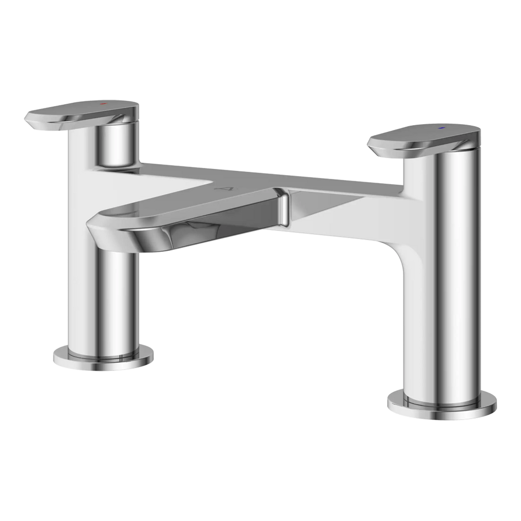Sleek modern chrome bathroom mixer tap with dual handles and a contemporary design, perfect for enhancing your bathroom aesthetics and functionality.
