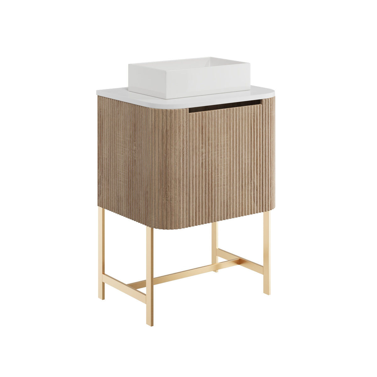 Scudo Linea Curve 600mm Fluted Vanity Unit With Basin