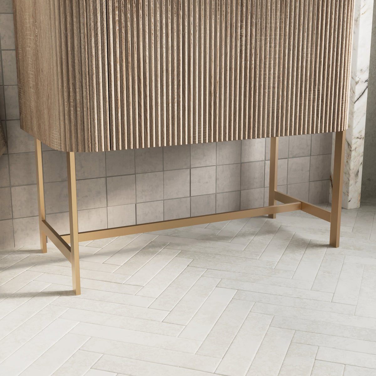 Scudo Linea Curve 900mm Fluted Vanity Unit With Basin