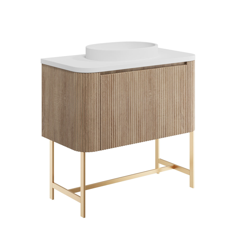 Scudo Linea Curve 900mm Fluted Vanity Unit With Basin
