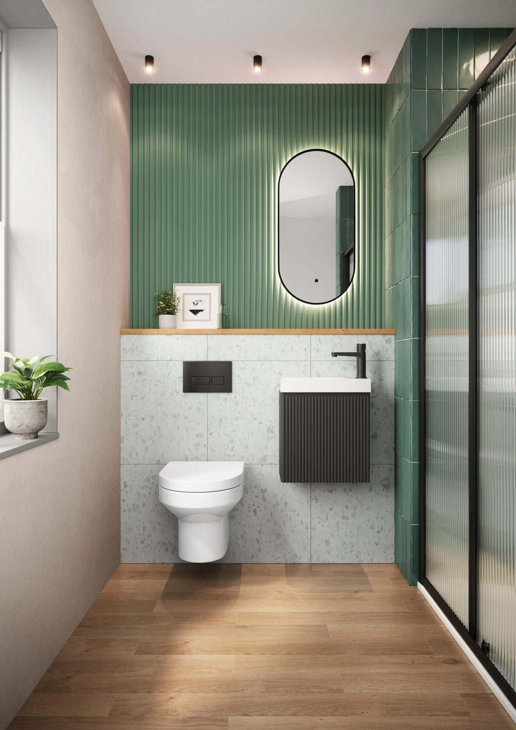 Scudo Linea Cloakroom 400mm Wall Hung Vanity Unit With Basin