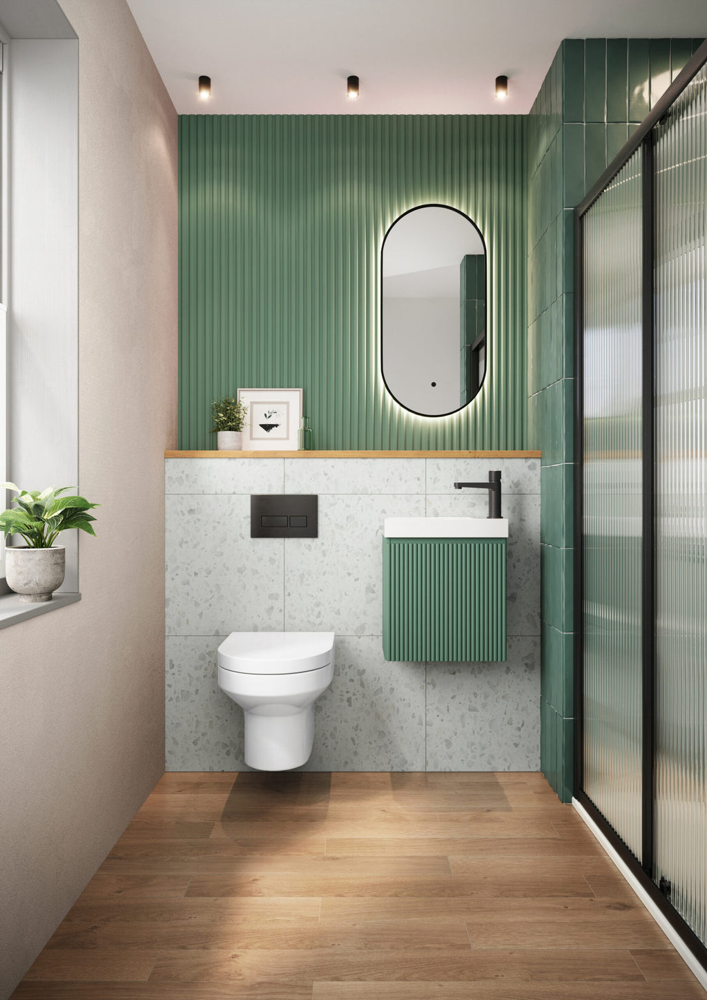Scudo Linea Cloakroom 400mm Wall Hung Vanity Unit With Basin