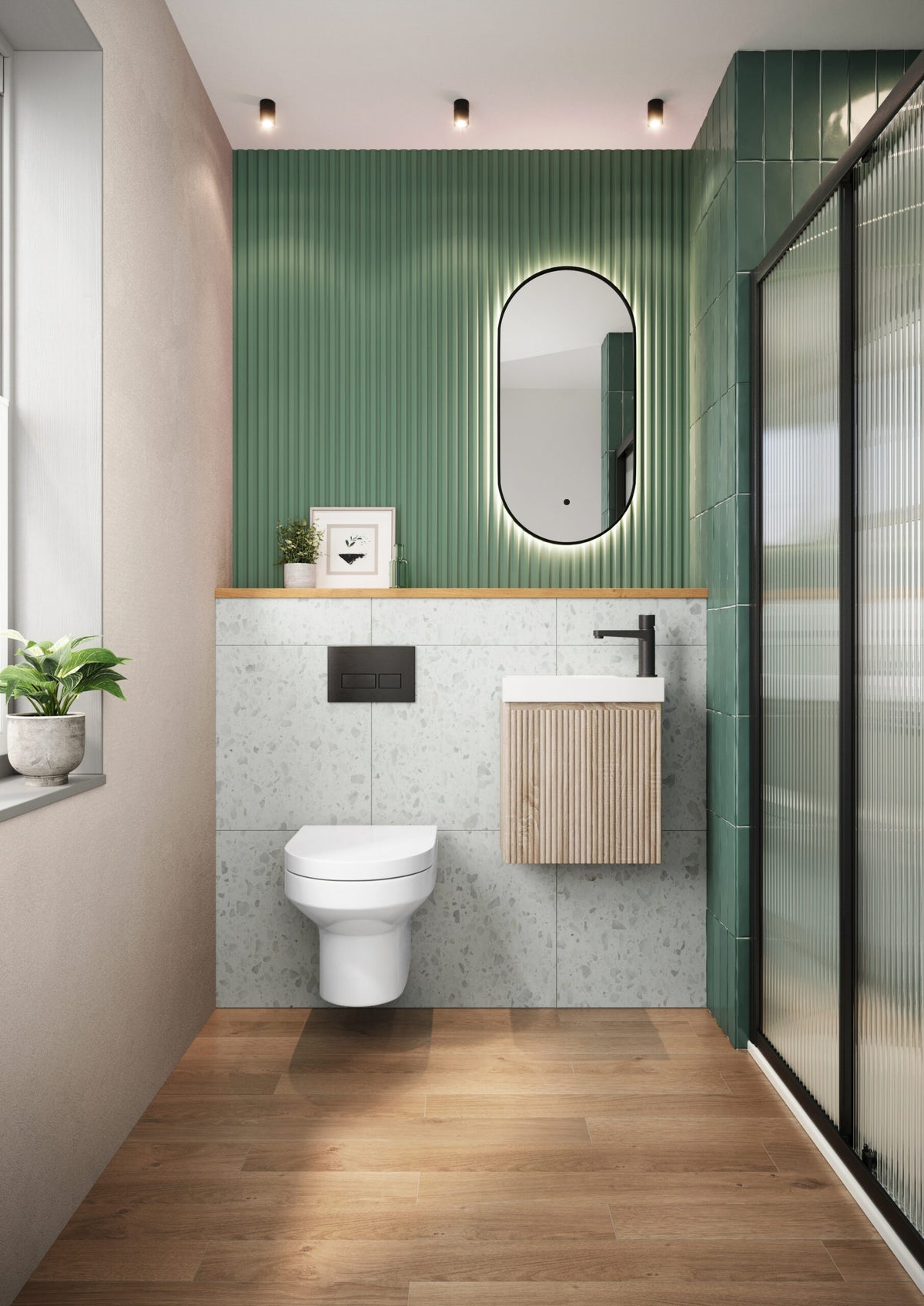 Scudo Linea Cloakroom 400mm Wall Hung Vanity Unit With Basin