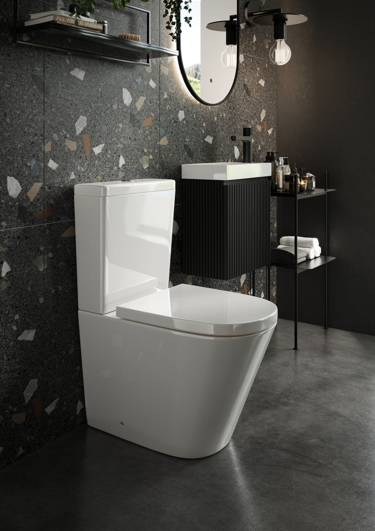 Scudo Linea Rimless Closed Back Close Coupled Toilet With Cistern & Soft Close Seat