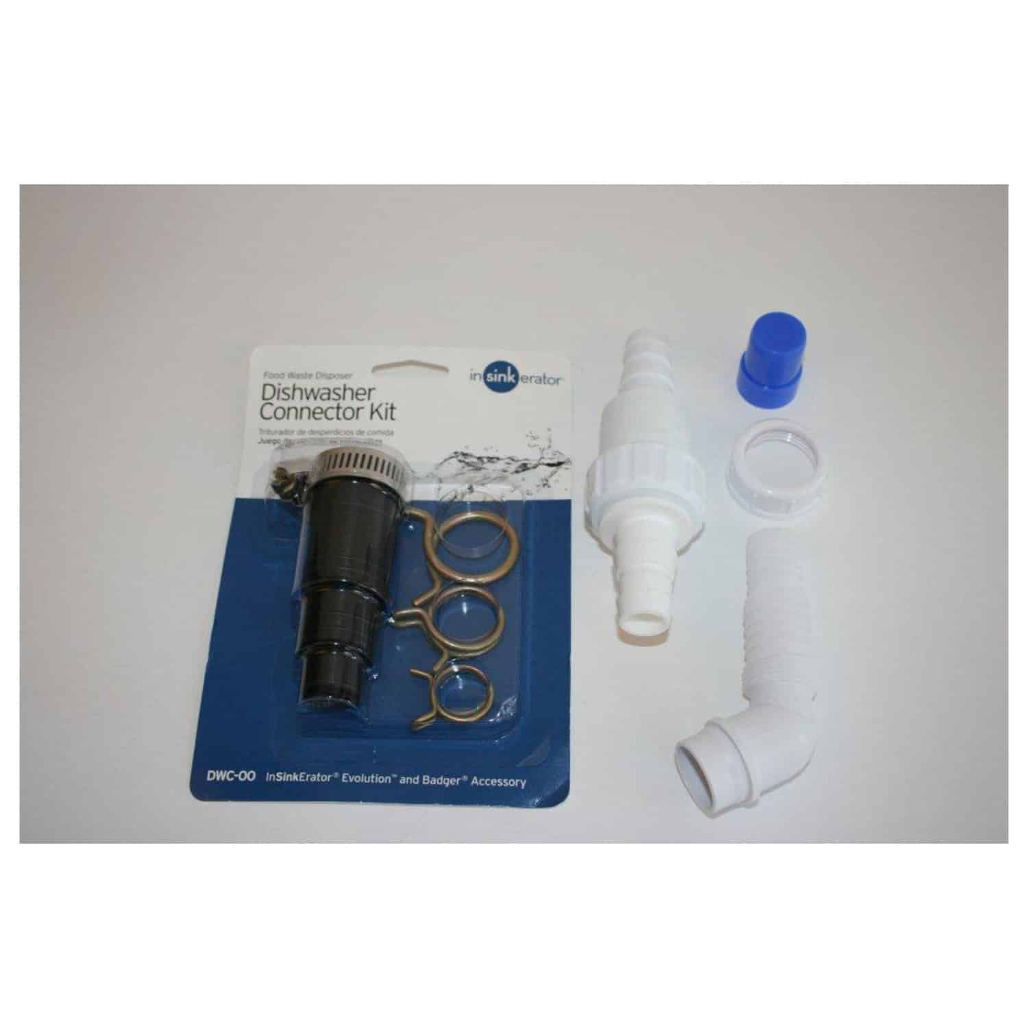 Replacement dishwasher connector kit with plumbing fittings and seals for easy sink and kitchen appliance maintenance. Compatible with Bubly Bathrooms kitchen sink systems.