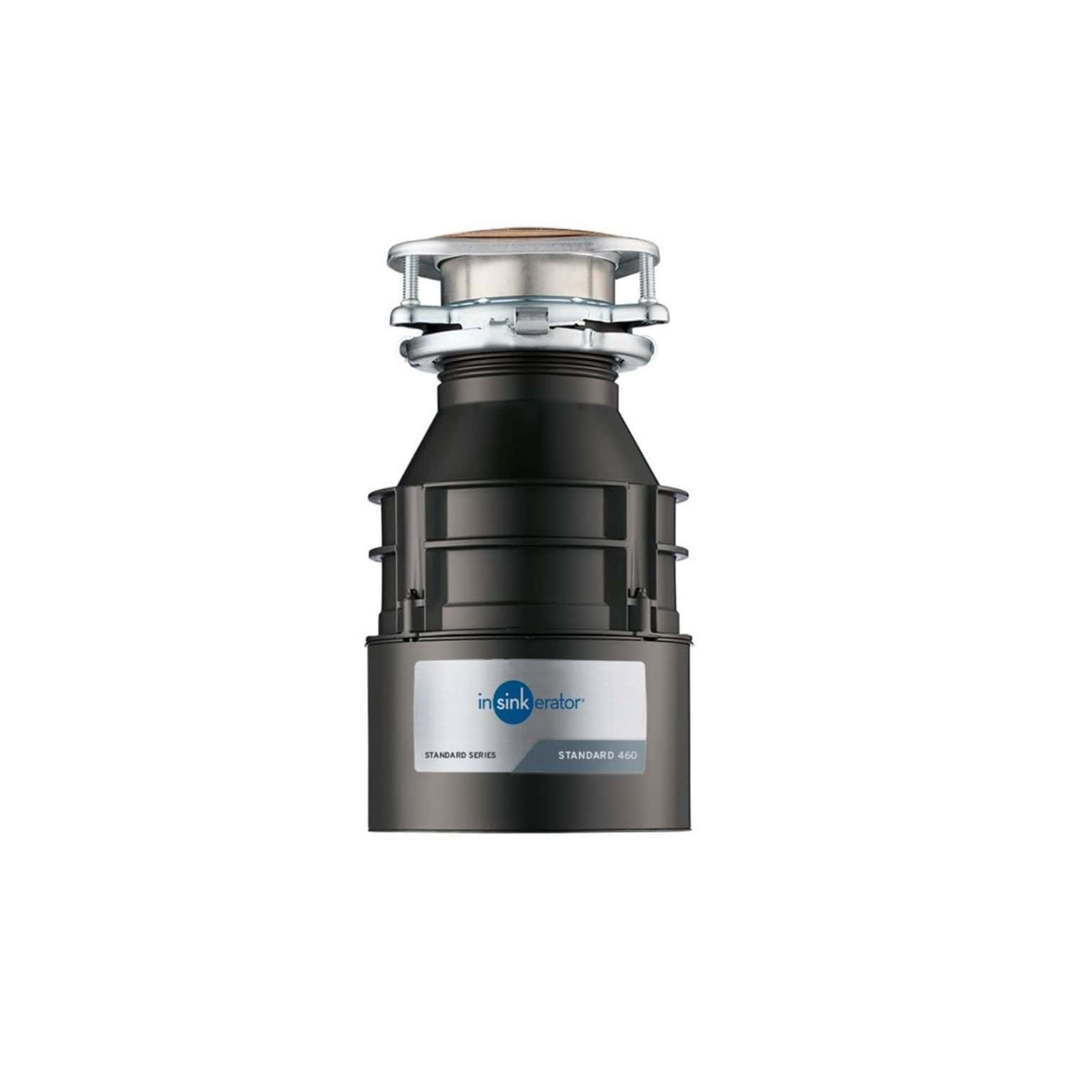 High-quality in-sink garbage disposal unit, durable black and silver design, ideal for modern bathrooms and kitchens, fast waste grinding and environmentally friendly plumbing solutions.
