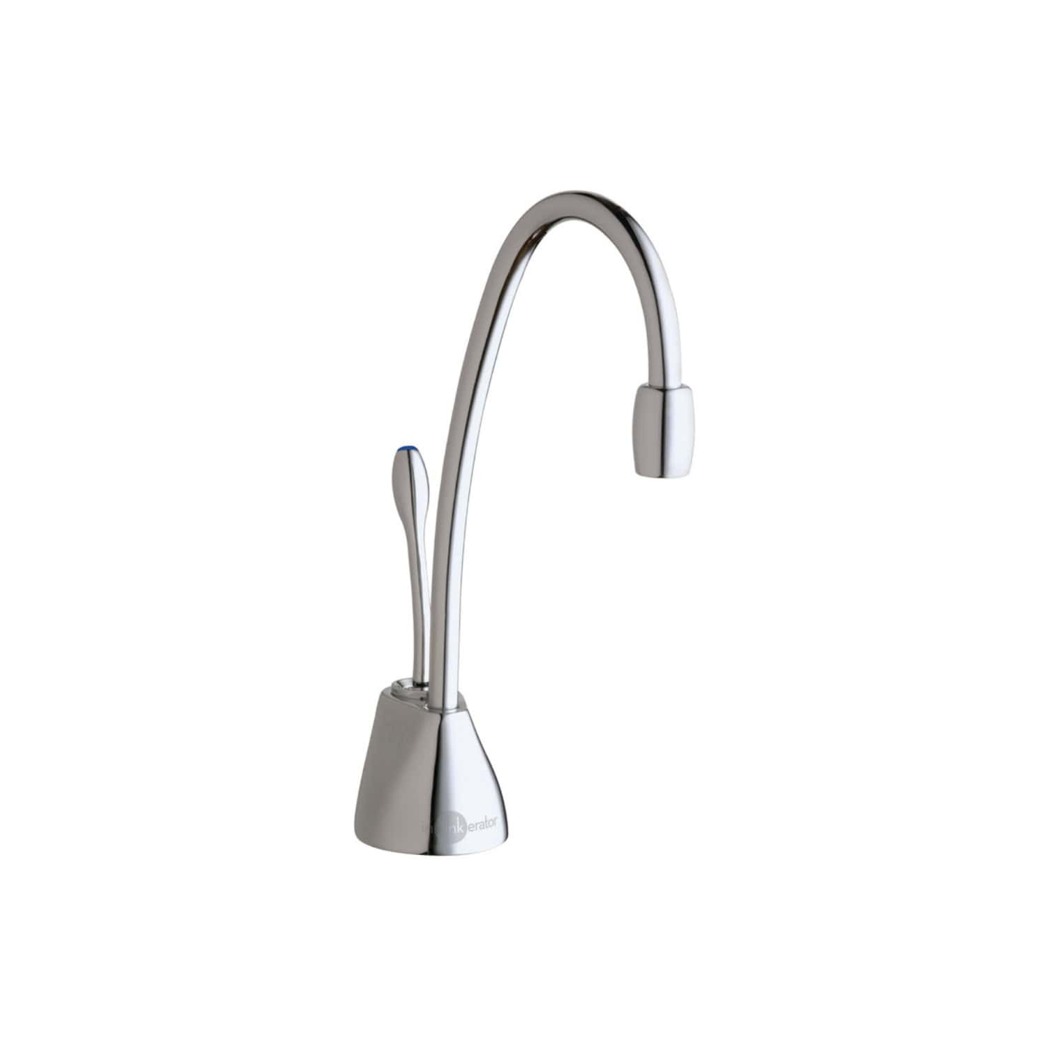 Sleek modern stainless steel kitchen tap with high-arc spout and single lever for easy water control, perfect for contemporary bathroom or kitchen sink installations.