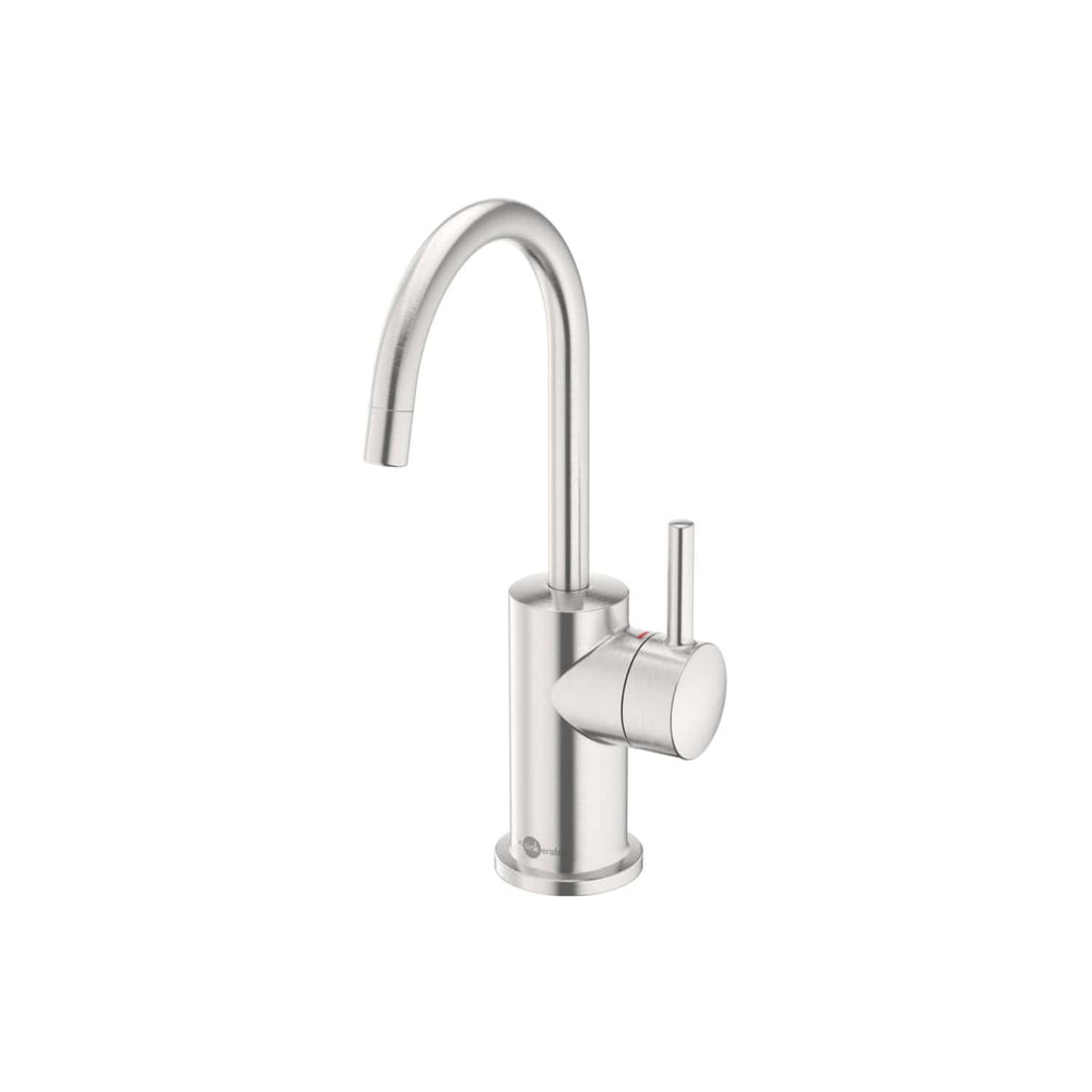 Sleek stainless steel kitchen tap with a high-arc spout and single lever for modern bathroom or kitchen renovation. Perfect for contemporary Bubly Bathrooms installations.