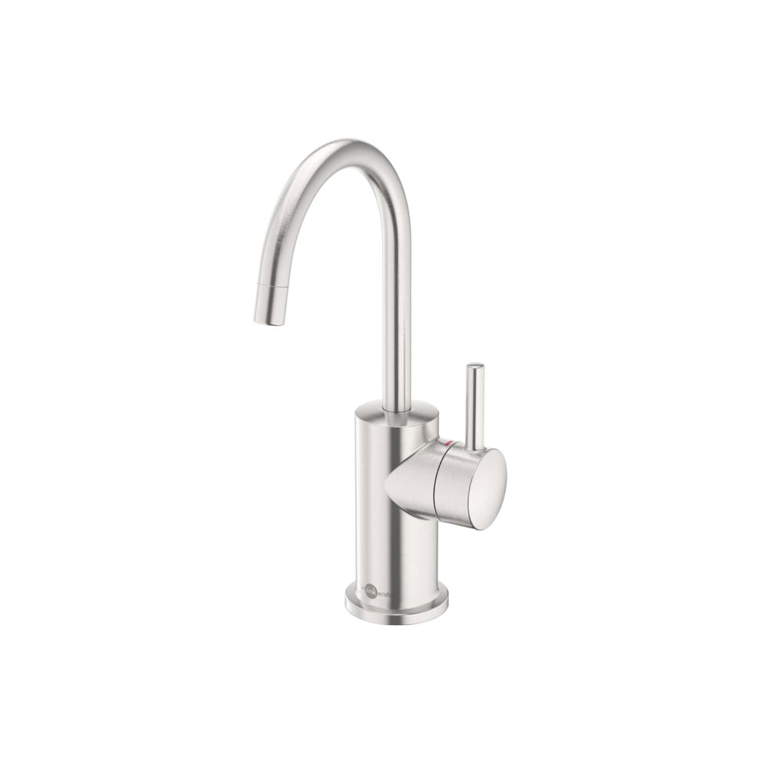 Sleek stainless steel kitchen tap with a high-arc spout and single lever for modern bathroom or kitchen renovation. Perfect for contemporary Bubly Bathrooms installations.