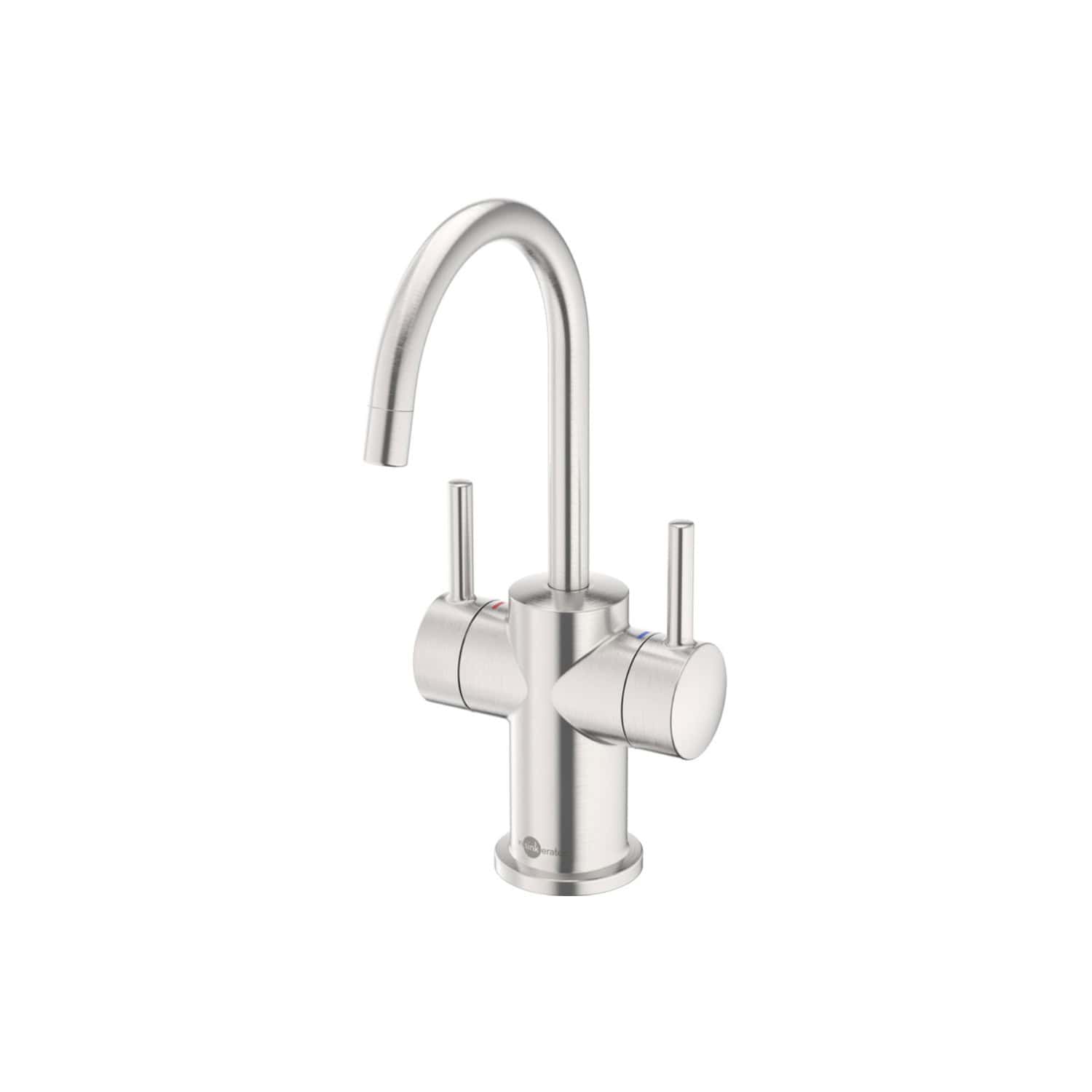 Sleek stainless steel kitchen tap with high-arc spout and dual lever controls, perfect for modern Bubly Bathrooms kitchen installations. Suitable for both hot and cold water supply.
