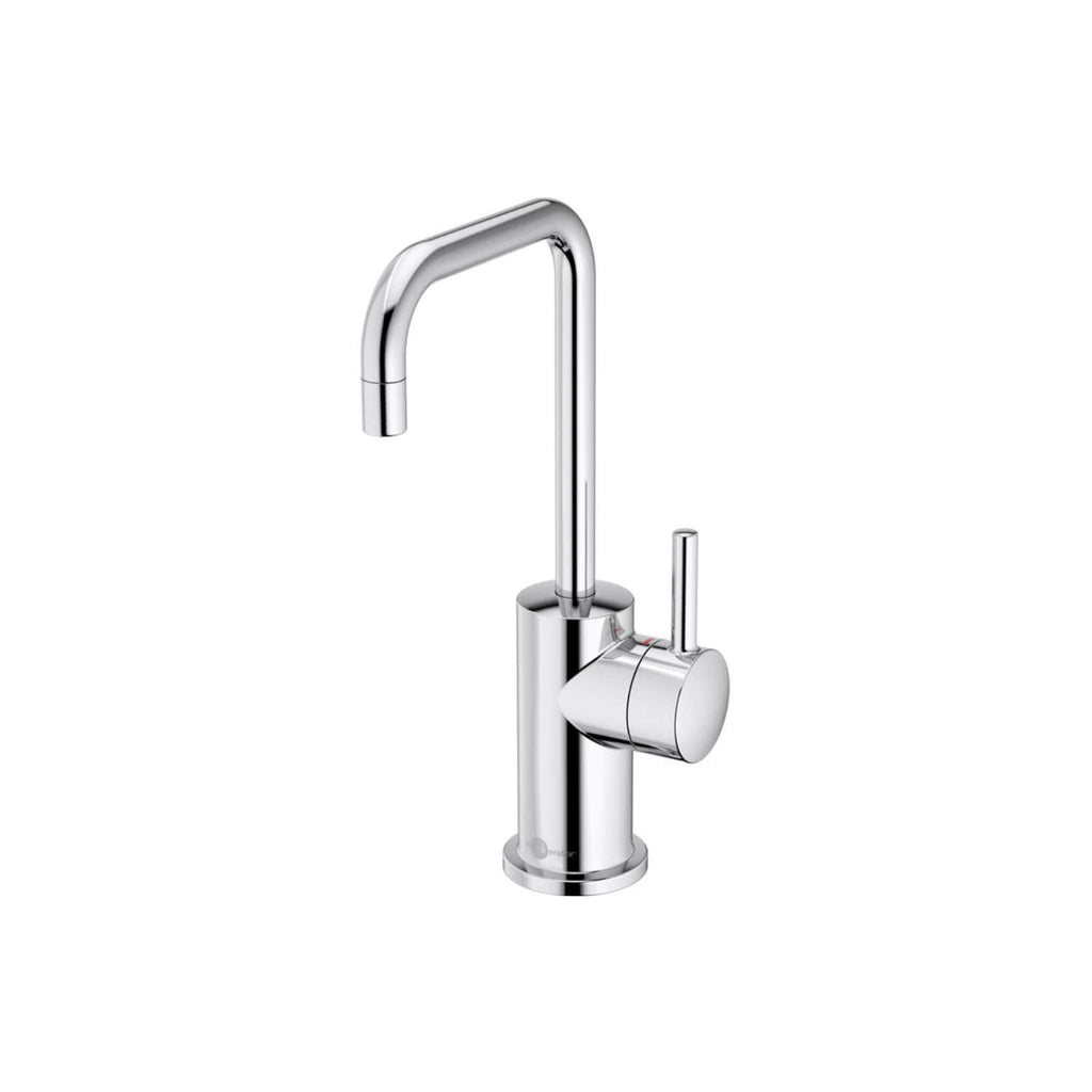 Sleek chrome kitchen or bathroom mixer tap with a high-arc spout and single lever control for modern bathroom design and easy water regulation.