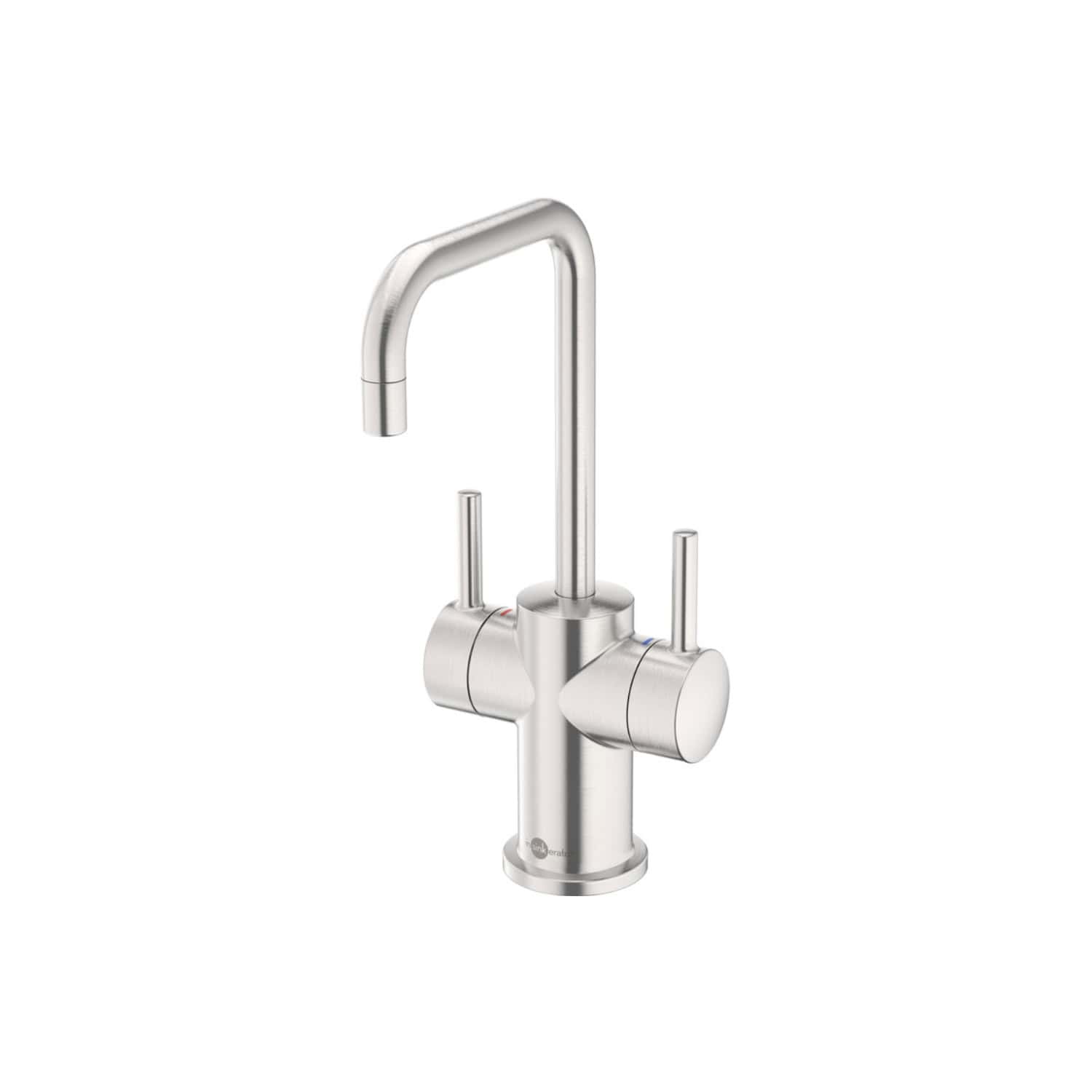 Sophisticated stainless steel kitchen tap with a high arc spout and dual lever handles, ideal for modern Bubly Bathrooms kitchen renovation.