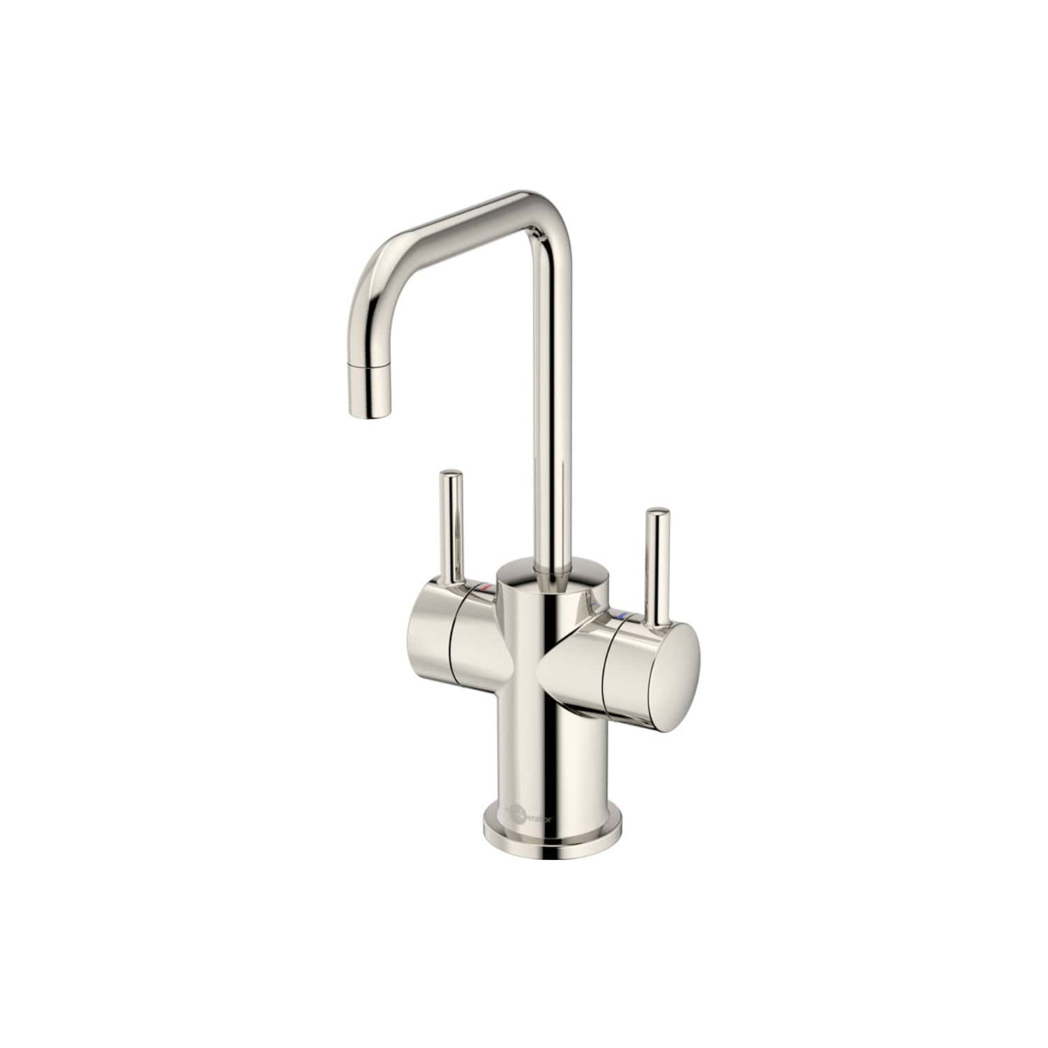 Brass kitchen tap with a high-arc spout and dual handles, modern design for contemporary bathrooms and kitchens, chrome finish, durable and stylish faucet for everyday use.