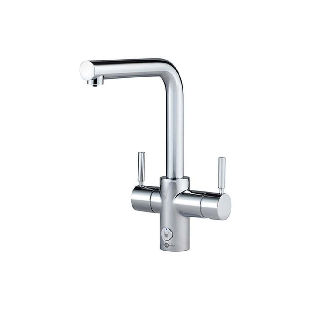Elegant chrome kitchen tap with dual handles, modern design and high functionality for Bubly Bathrooms. Perfect for contemporary kitchens and enhancing water efficiency.