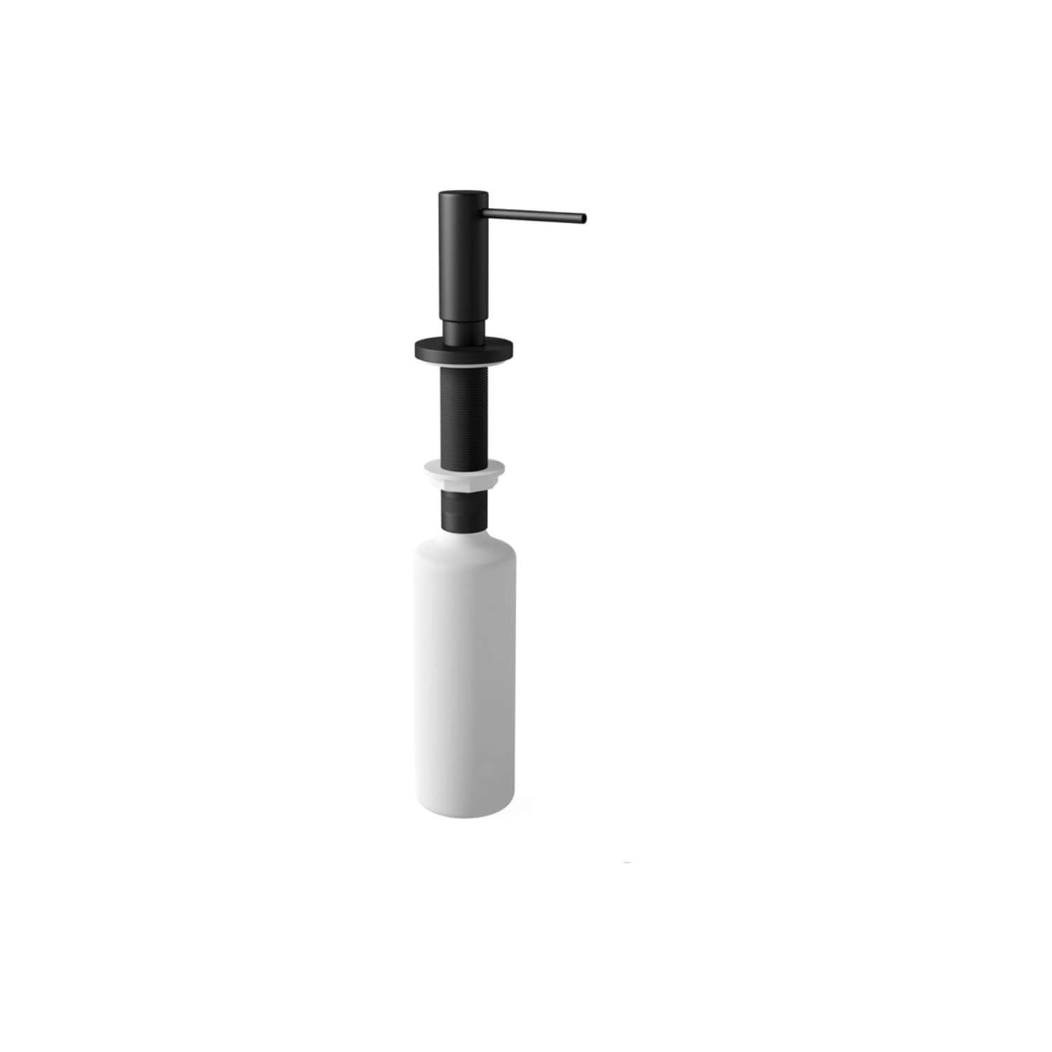 Sleek black and white bathroom soap dispenser with modern design, perfect for contemporary bathrooms, adding style and functionality. Suitable for hand soap or sanitiser, enhancing your bathroom decor.