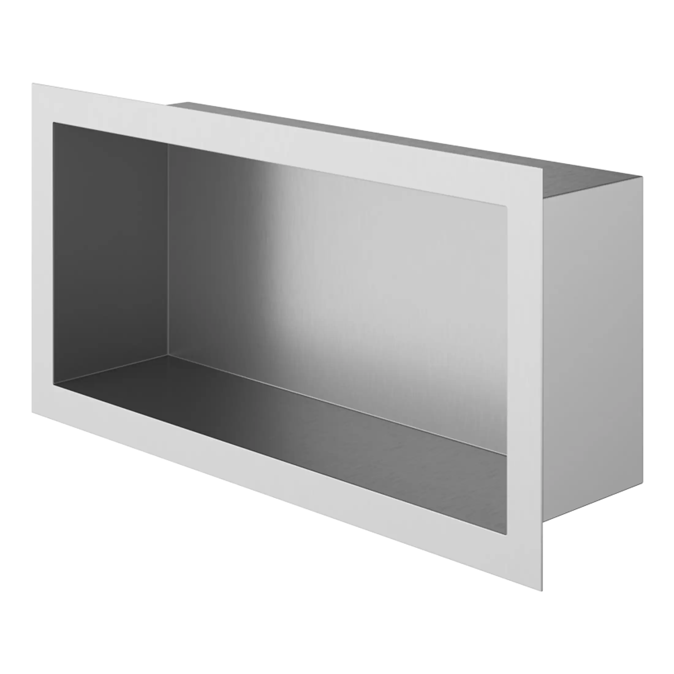 Sleek stainless steel bathroom niche for modern shower or bath storage, designed for durability and style. Perfect for keeping toiletries organised and within easy reach.