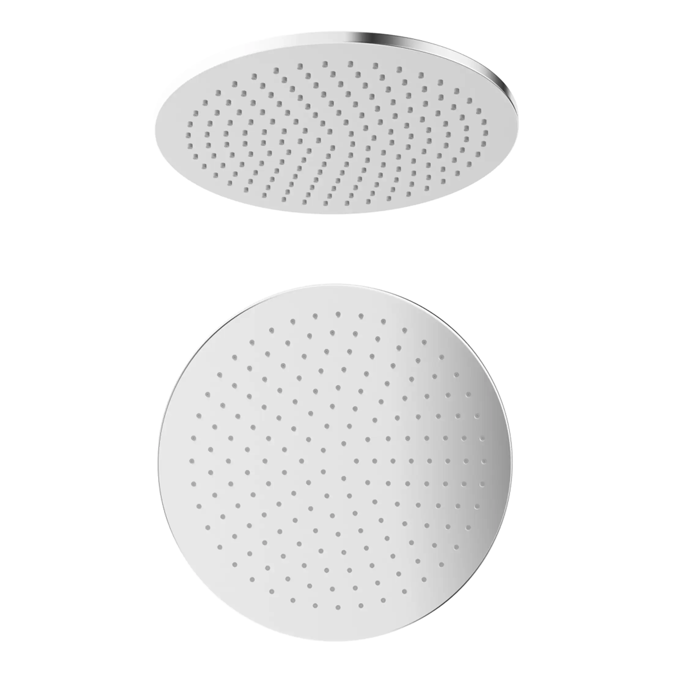 Shower head with modern chrome finish, designed for luxurious bathroom upgrades and optimal water flow in Bubly Bathrooms.