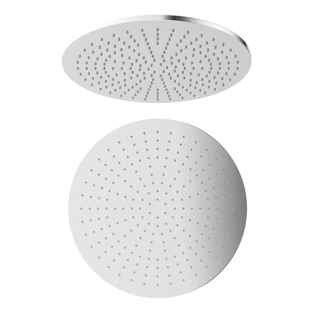 A sleek, modern round shower head with multiple small nozzles, perfect for a luxurious bathroom upgrade. Durable, high-quality material designed for optimal water flow and a stylish bathroom aesthetic.