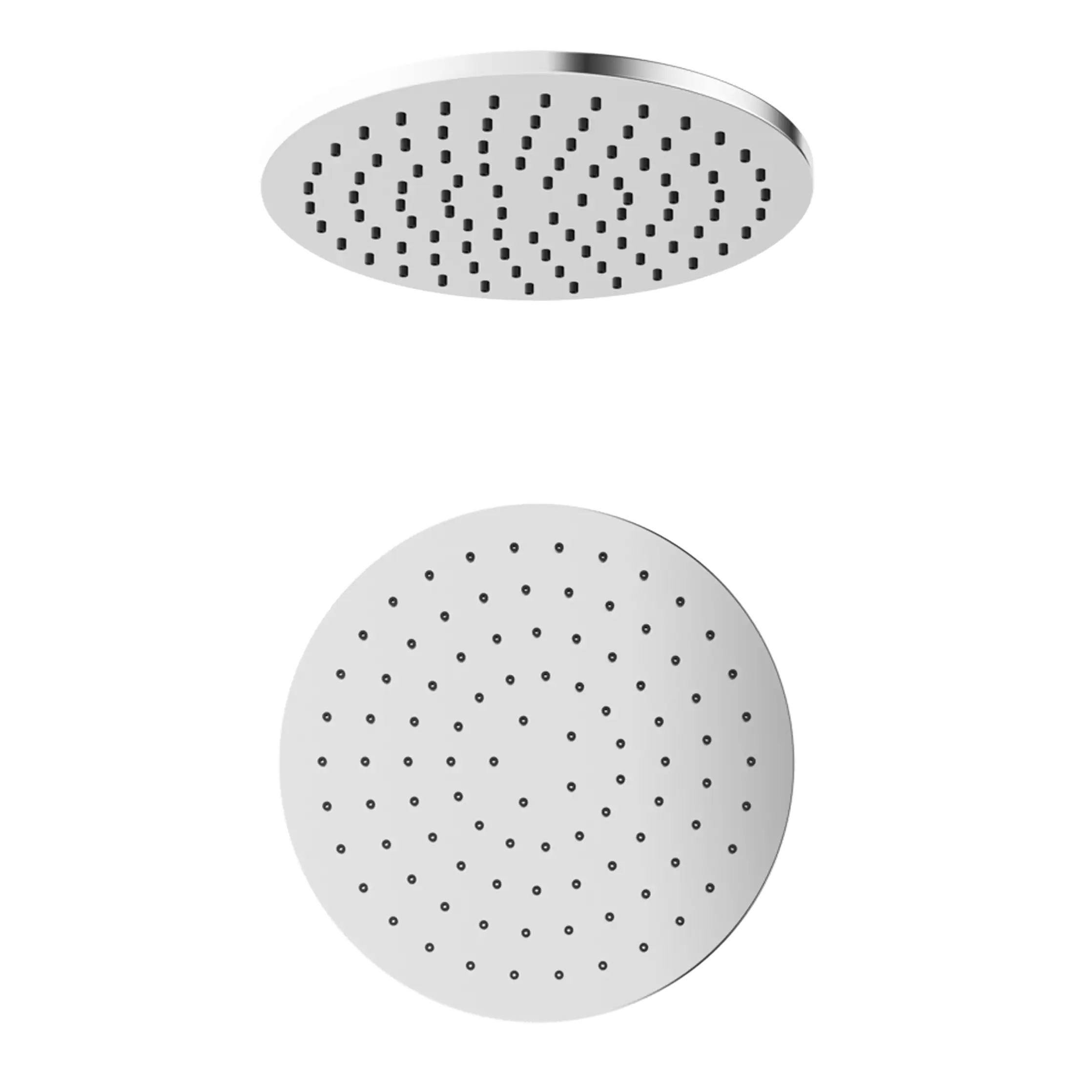 Showerhead with adjustable spray settings, modern bathroom fixture, chrome finish, over-head rainfall shower head for luxurious shower experience, Bubly Bathrooms.