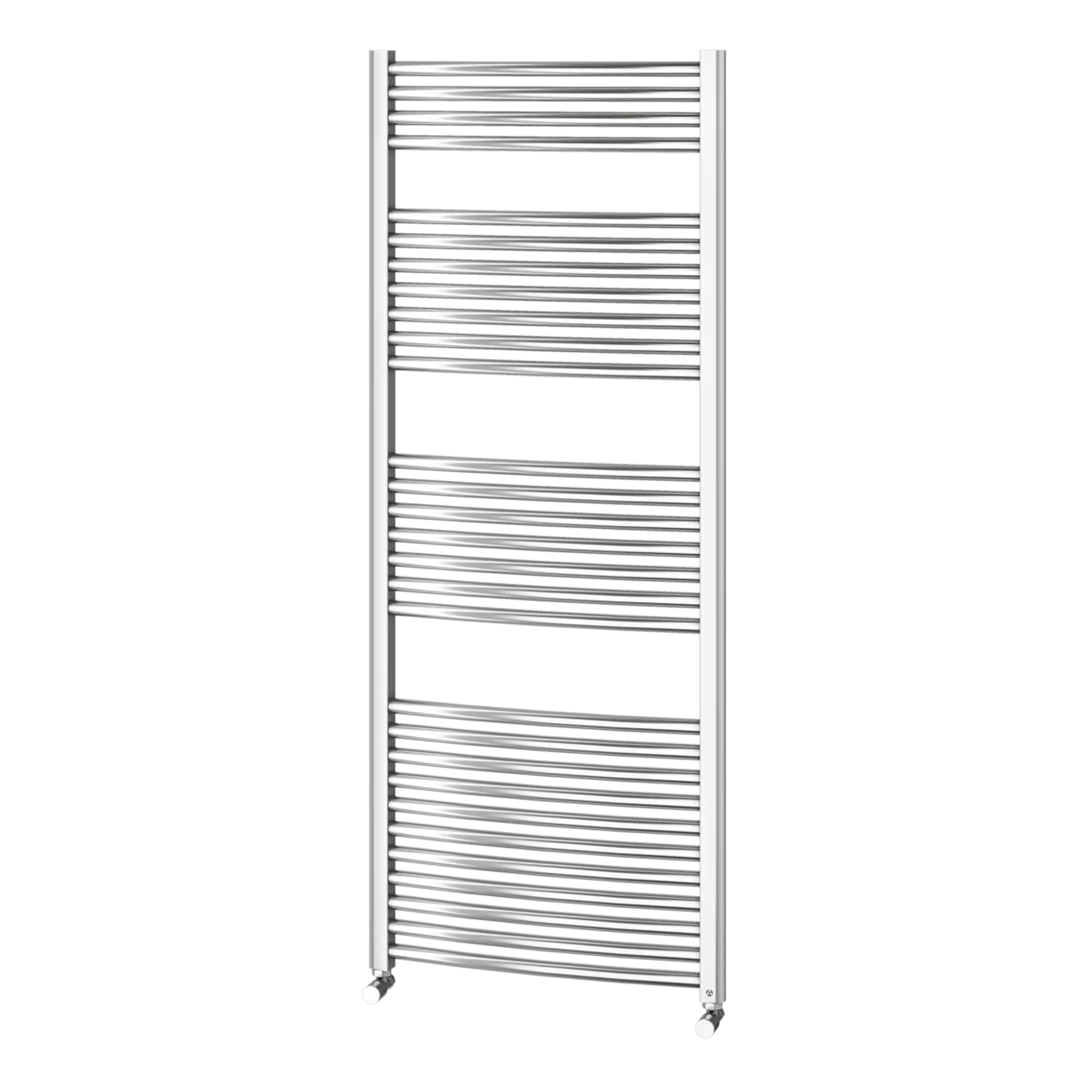 Chrome heated towel rail radiator for modern bathrooms, ideal for towel drying and adding contemporary style to Bubly Bathrooms' accessible bathroom solutions.