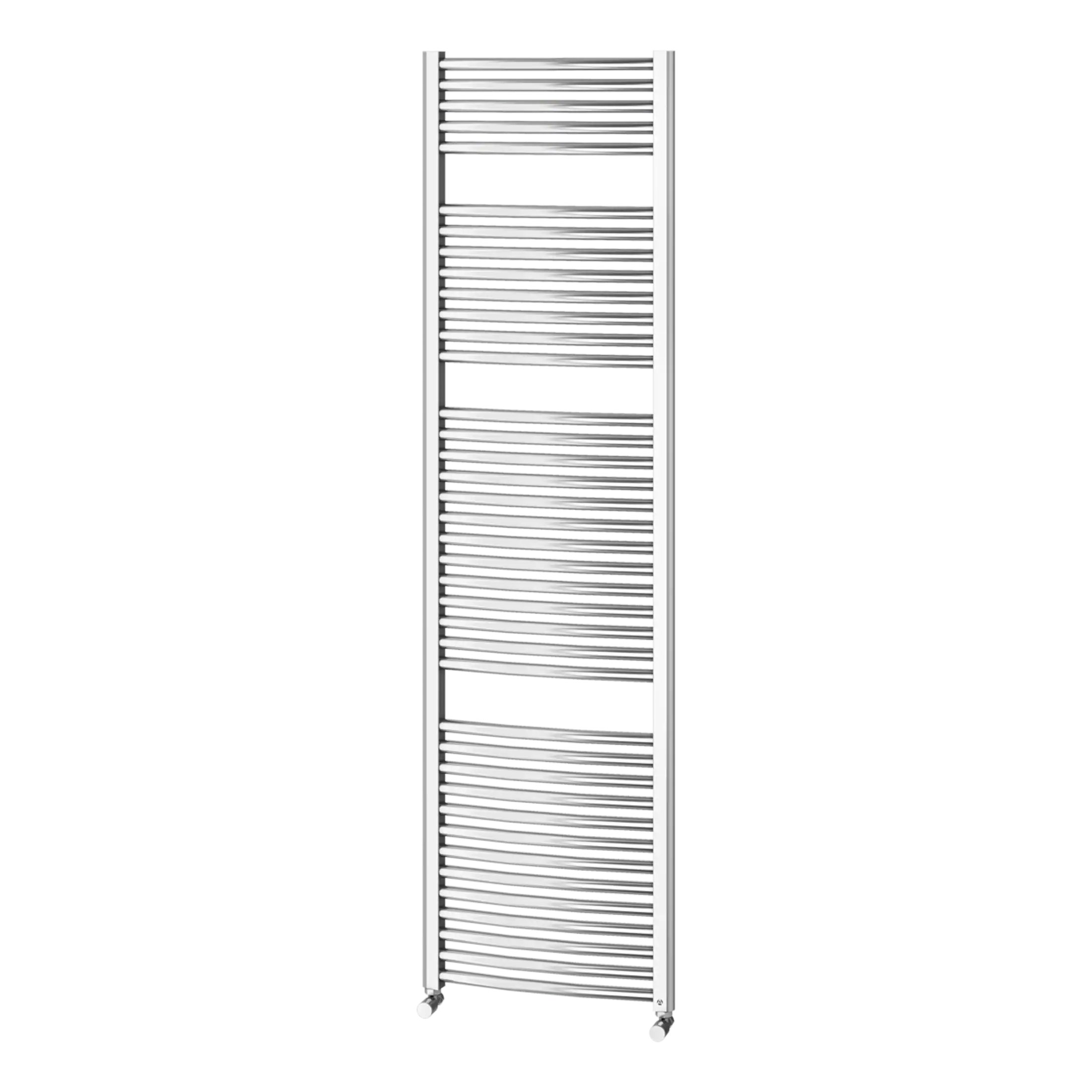 Vertical heated towel rail radiator in modern bathroom, stainless steel design, energy-efficient heating solution, perfect for warming towels and bathroom comfort, by Bubly Bathrooms.