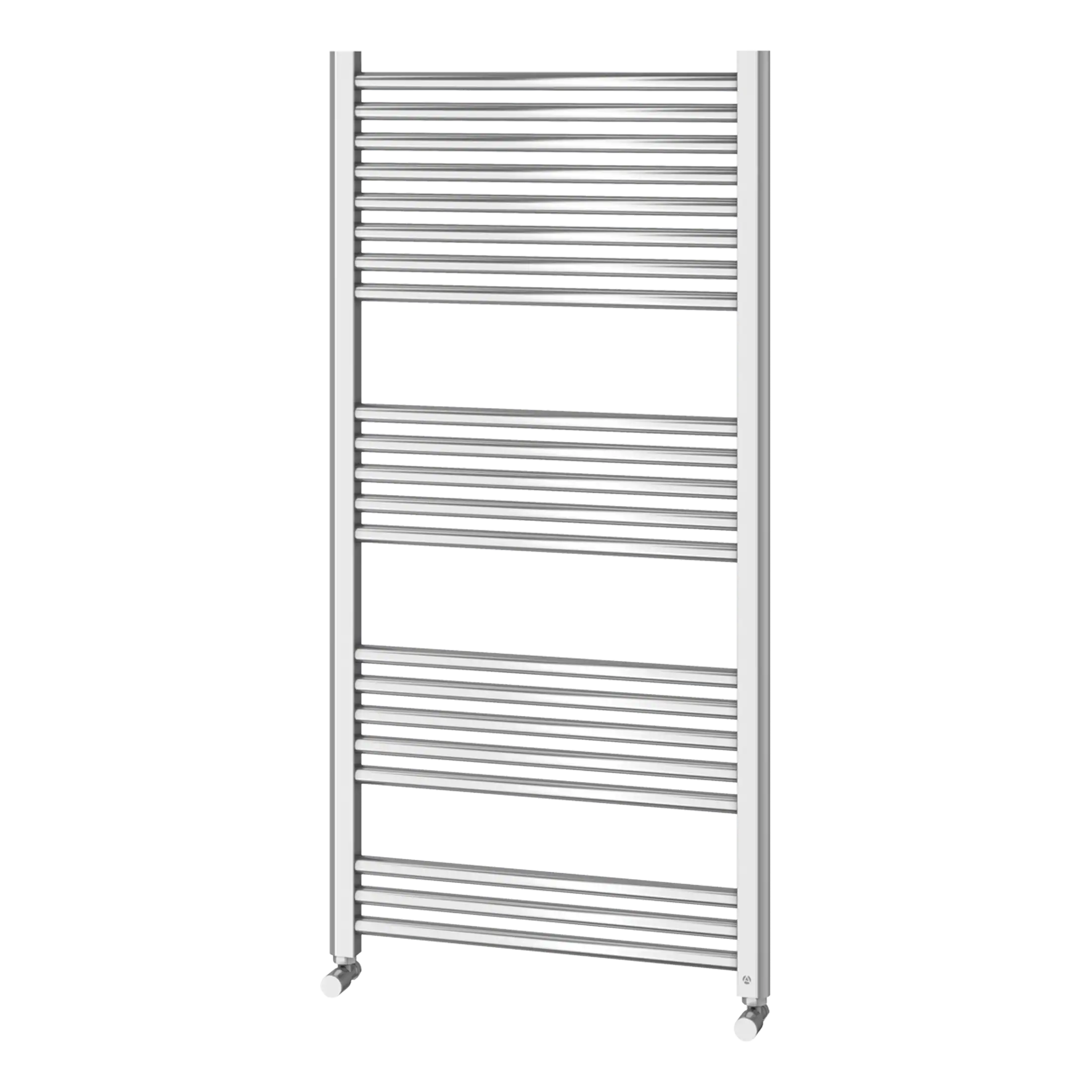 Polished chrome towel radiator for modern bathroom heating and drying solutions, tall electric towel warmer, sleek bathroom accessories for comfortable bathroom experience.