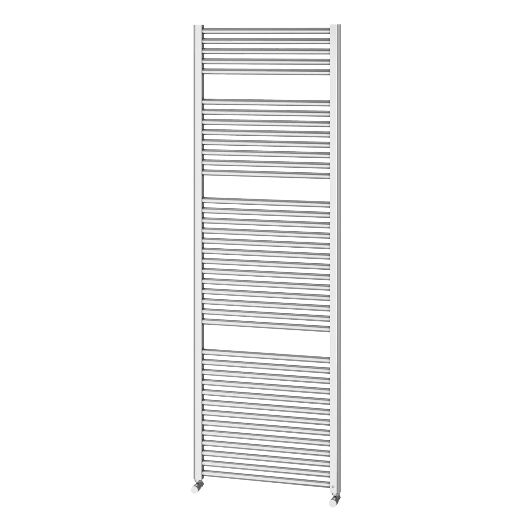 Chrome towel radiator for modern bathroom heating and drying solutions. Sleek vertical design, durable steel construction, and efficient energy use, ideal for contemporary bathroom decor.