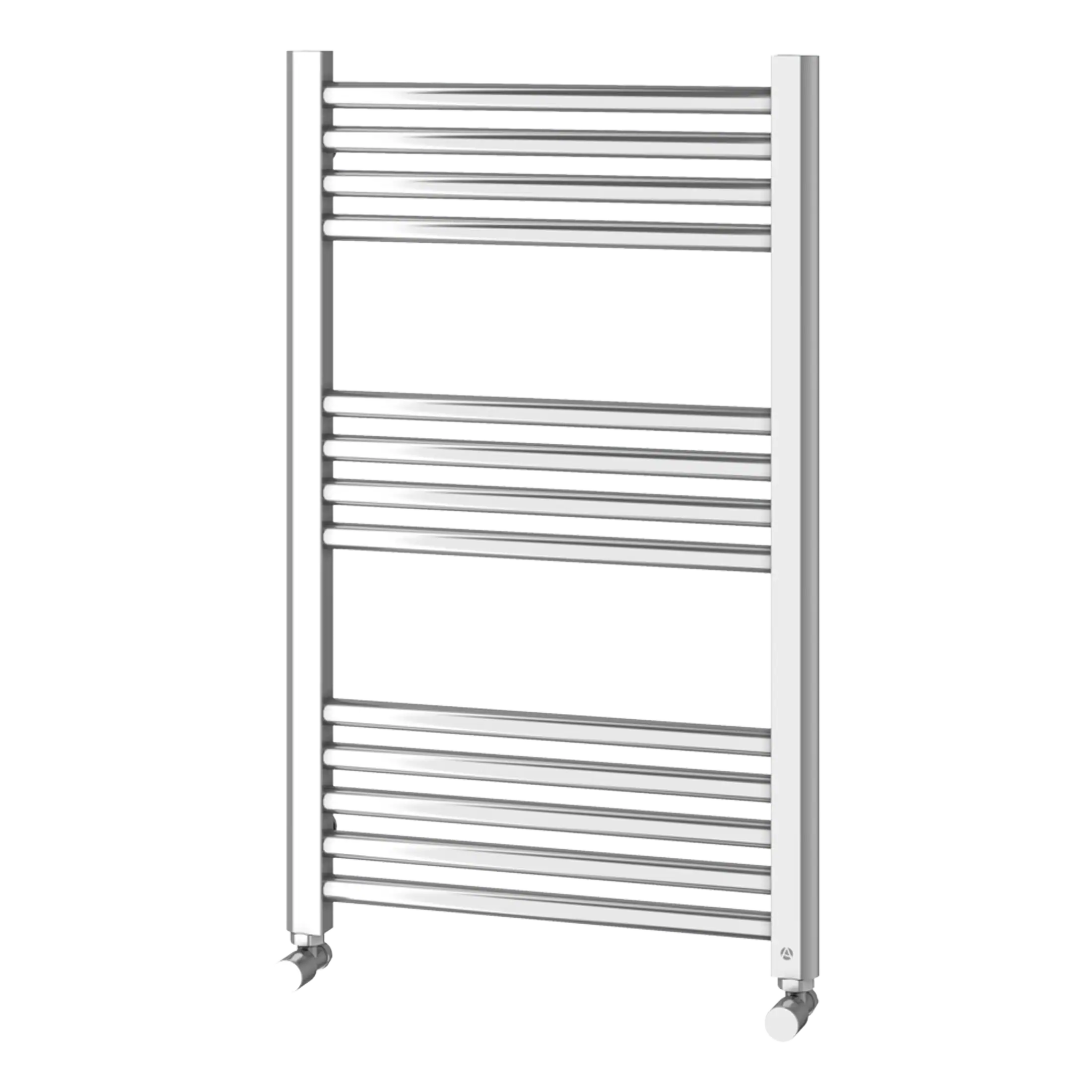 Polished chrome heated towel rail, modern bathroom radiator, wall-mounted towel warmer, stainless steel towel rack for bathroom, Bubly Bathrooms.