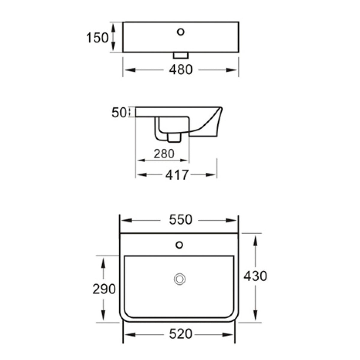 Scudo Lunar Semi Recessed Basin