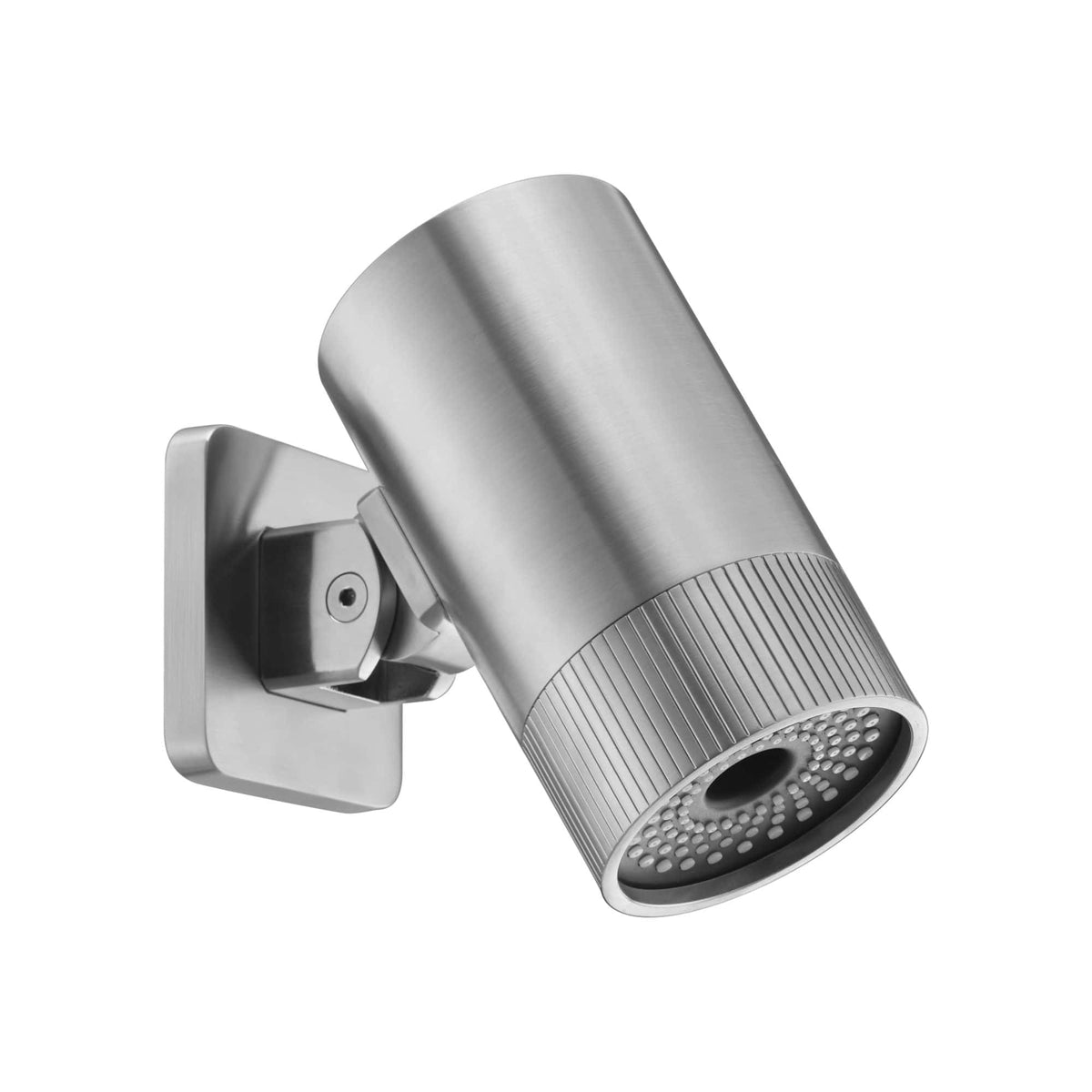Modern brushed stainless steel bathroom spotlight, adjustable LED wall light for contemporary bathroom lighting design. Perfect for accent and task illumination.