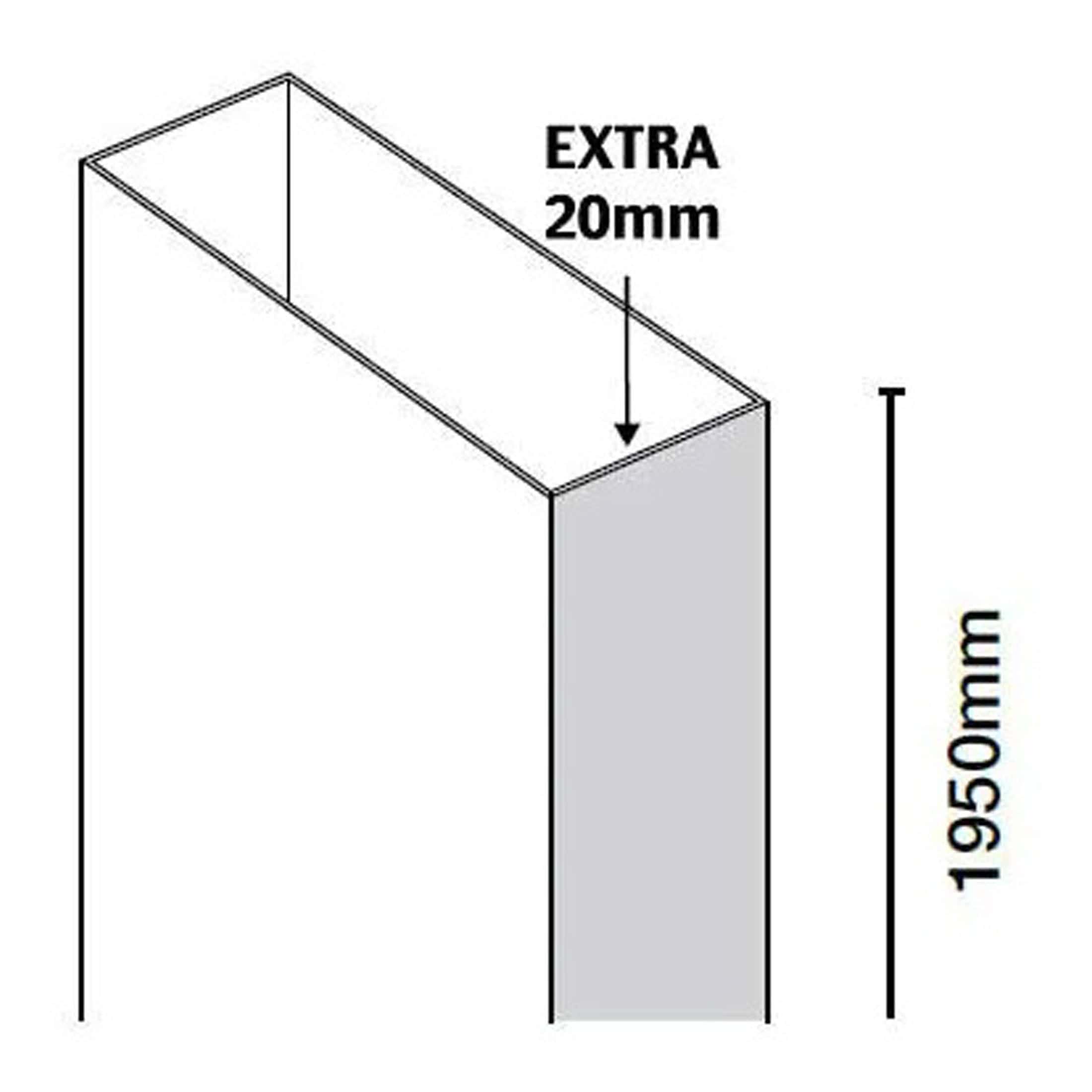 '- Dimensions of bathroom tiles showing 20mm extra height for perfect fitting in bathroom renovations and installations.