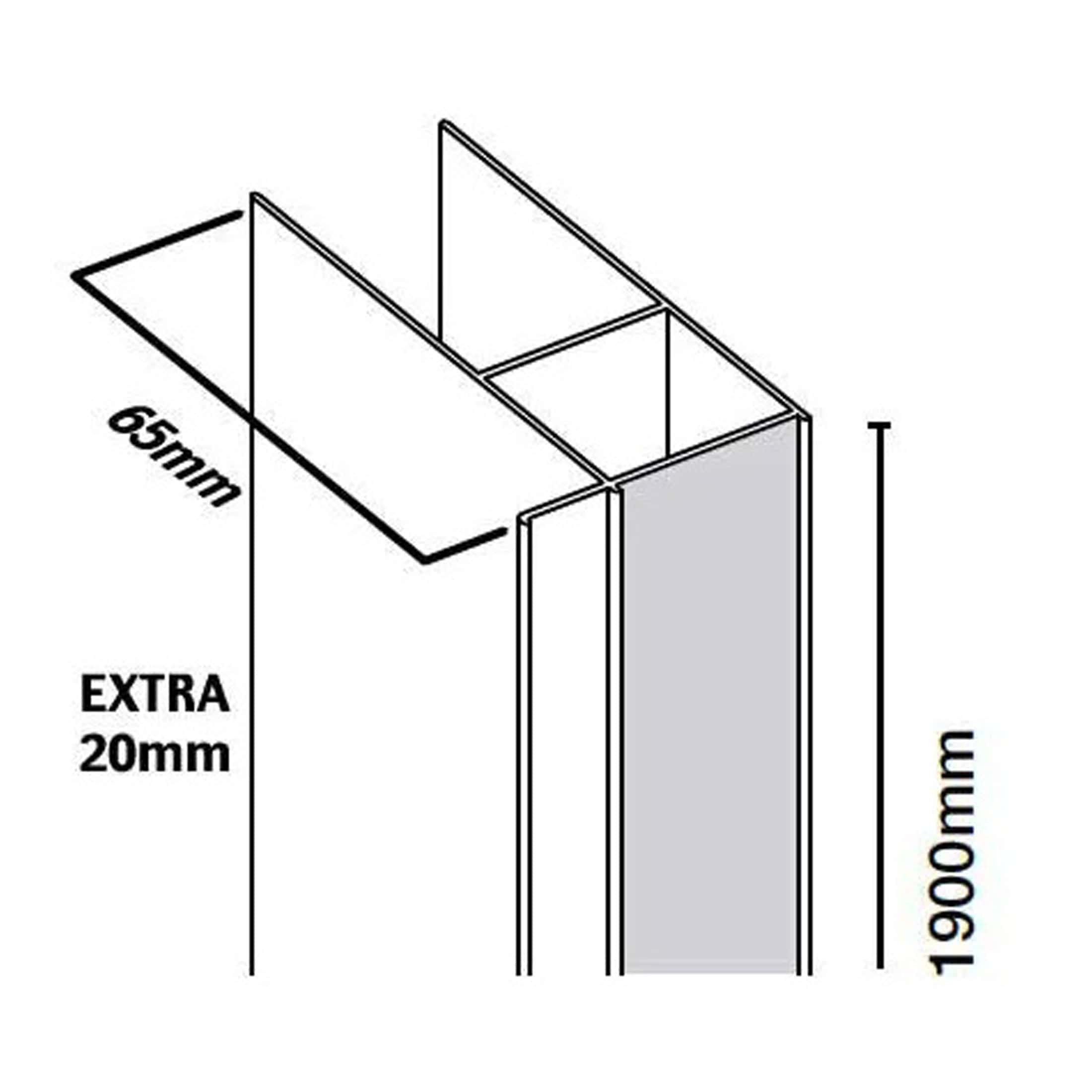 Extra tall shower enclosure with precise dimensions for customised bathroom solutions.