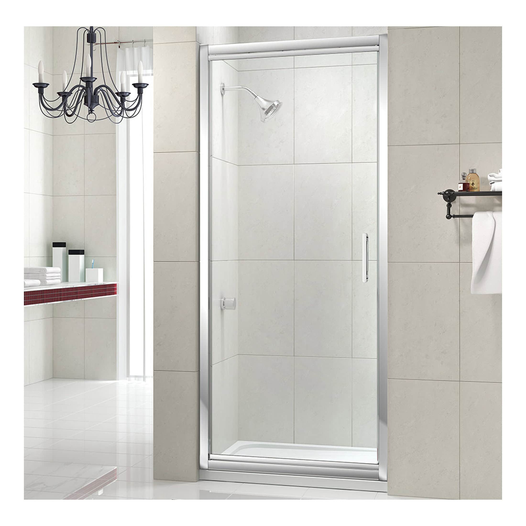 Modern glass shower enclosure with chrome frame for stylish bathroom upgrades. Perfect for contemporary bathroom designs, offering durability and elegance.