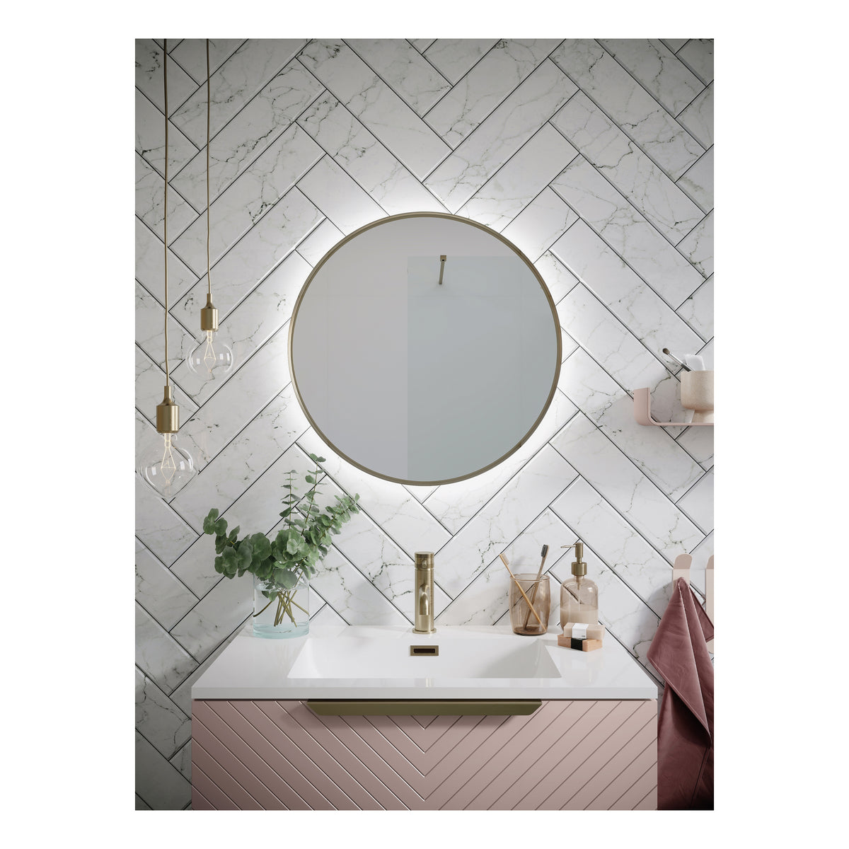 Scudo Macie Led Mirror - 600mm Wide - lifestyle