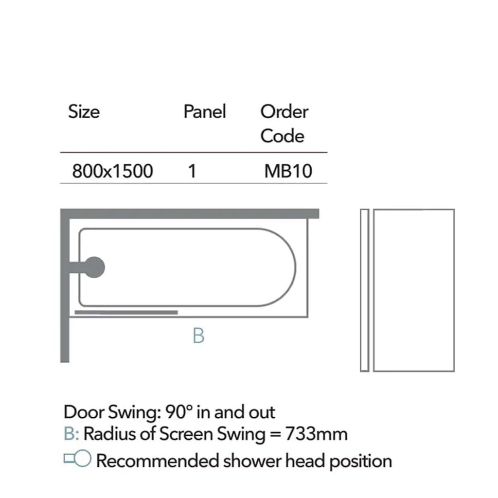 800x1500 bathroom shower panel with sleek design for modern bathrooms, ideal for fitting showers and baths. Suitable for custom bathroom renovations and space-saving layouts.