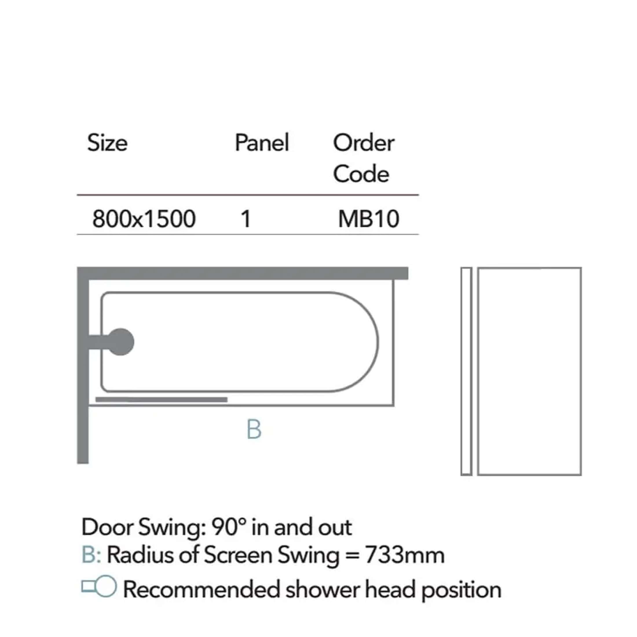 800x1500 bathroom shower panel with sleek design for modern bathrooms, ideal for fitting showers and baths. Suitable for custom bathroom renovations and space-saving layouts.