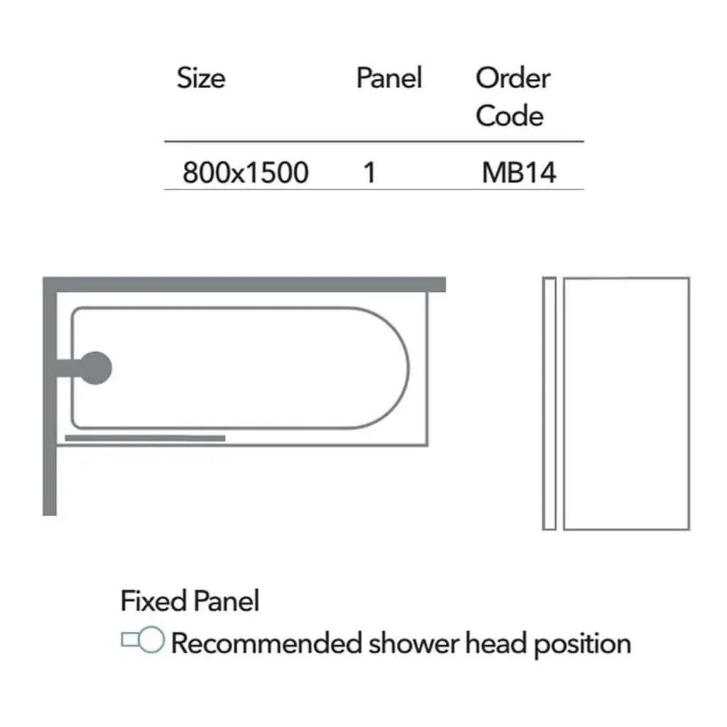 Elegant bathroom shower panel with a sleek, fixed design, perfect for modern bathroom renovations, featuring dimensions of 800x1500mm and simple installation for a contemporary look.