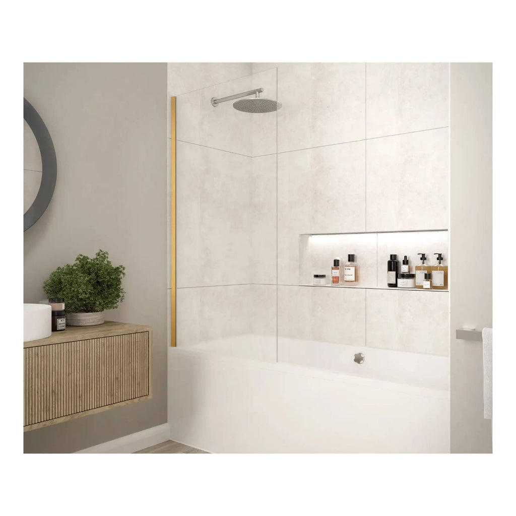 Sleek modern bathroom featuring a minimalist design with a built-in shower niche and contemporary fixtures, ideal for luxurious and comfortable Bubly Bathrooms.