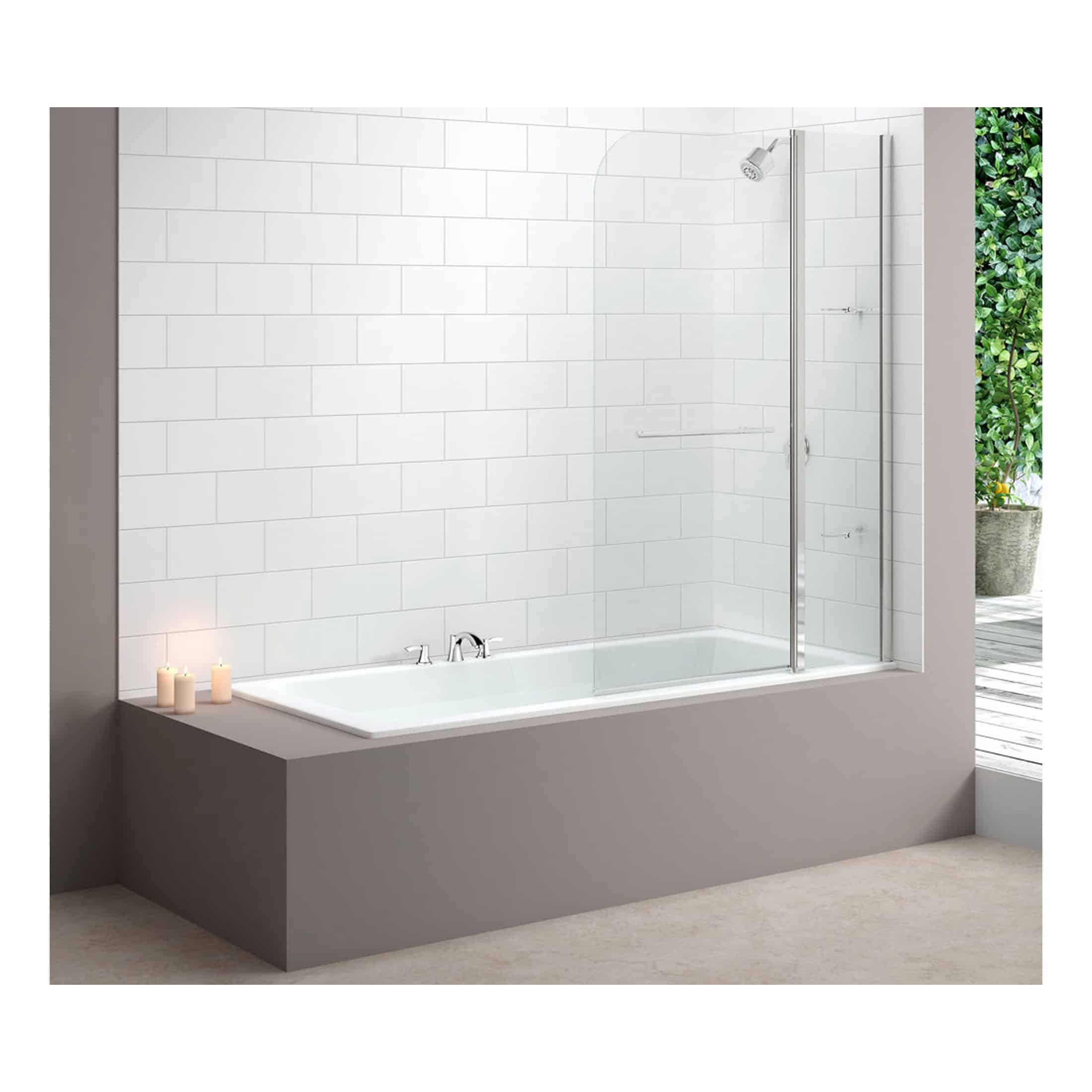 Modern walk-in bathtub with glass shower screen and white tiled walls, perfect for luxury bathroom refurbishment. Elegant design adds contemporary style and functionality.