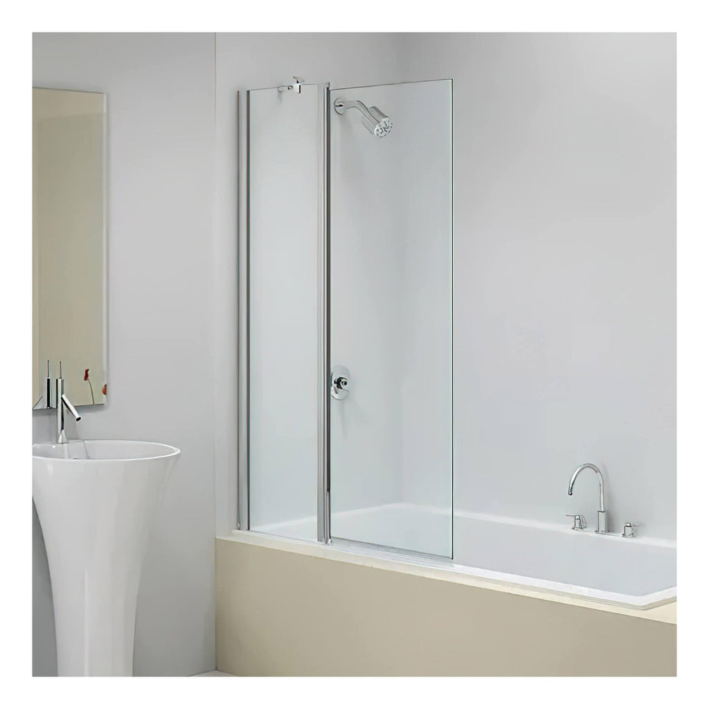 Sleek modern bathroom featuring a glass shower enclosure, white bathtub with chrome fixtures, and minimalist design highlighting contemporary bathroom design ideas.