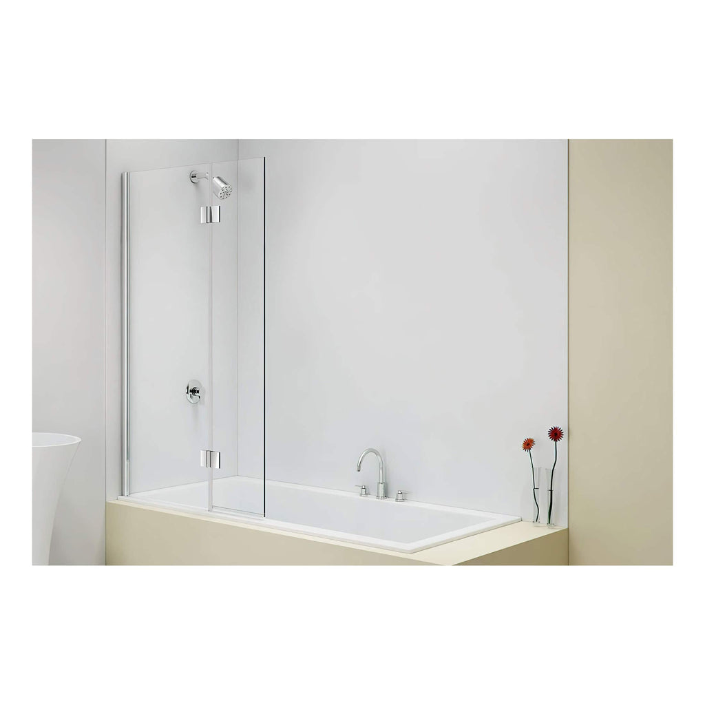 Sleek white bathtub with a modern glass shower screen and chrome fixtures, designed for contemporary bathrooms. Perfect for relaxing baths and stylish bathroom renovation ideas.